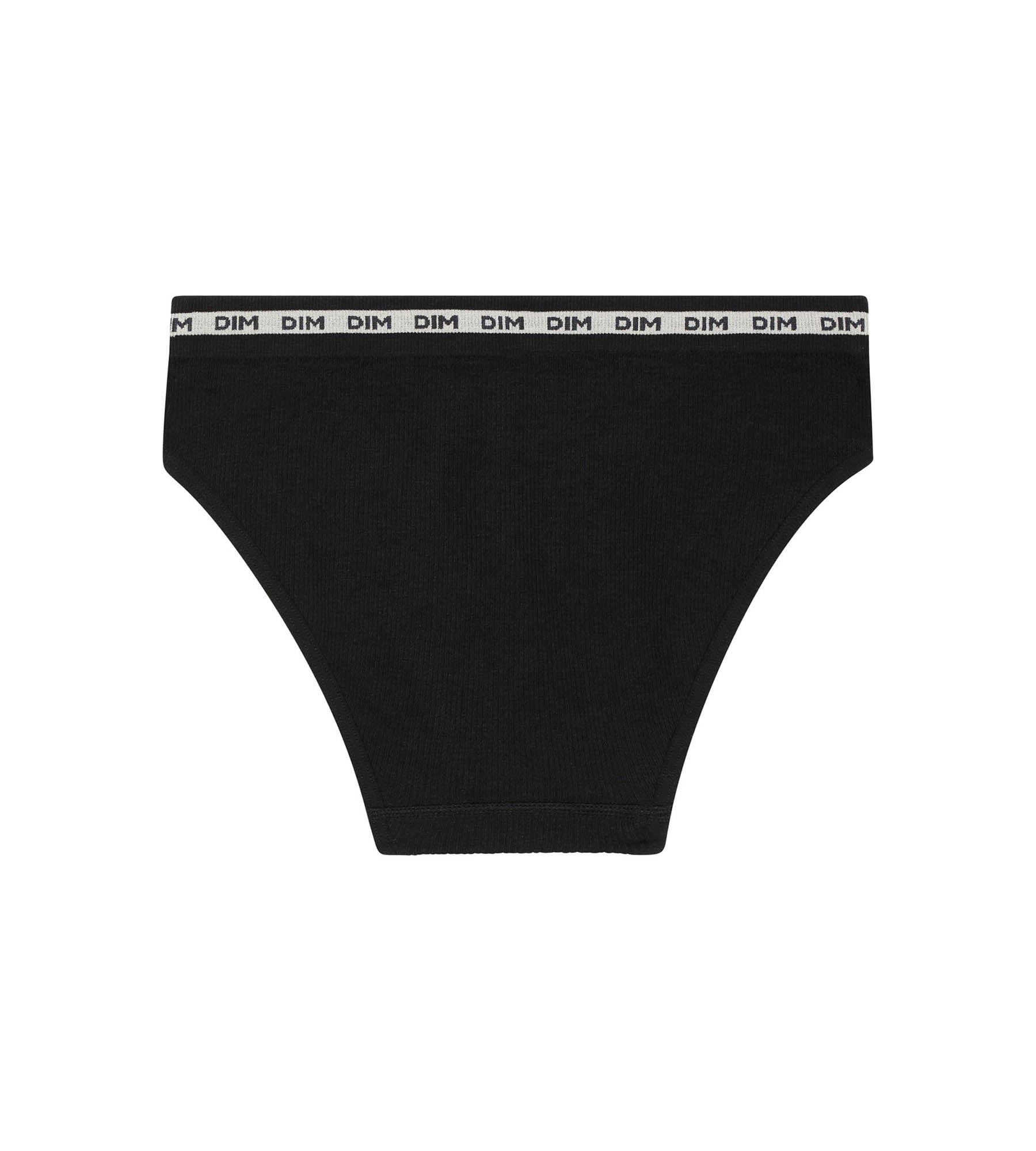 DIM Girls' ribbed fabric briefs in Black with beige waistband Dim Icons