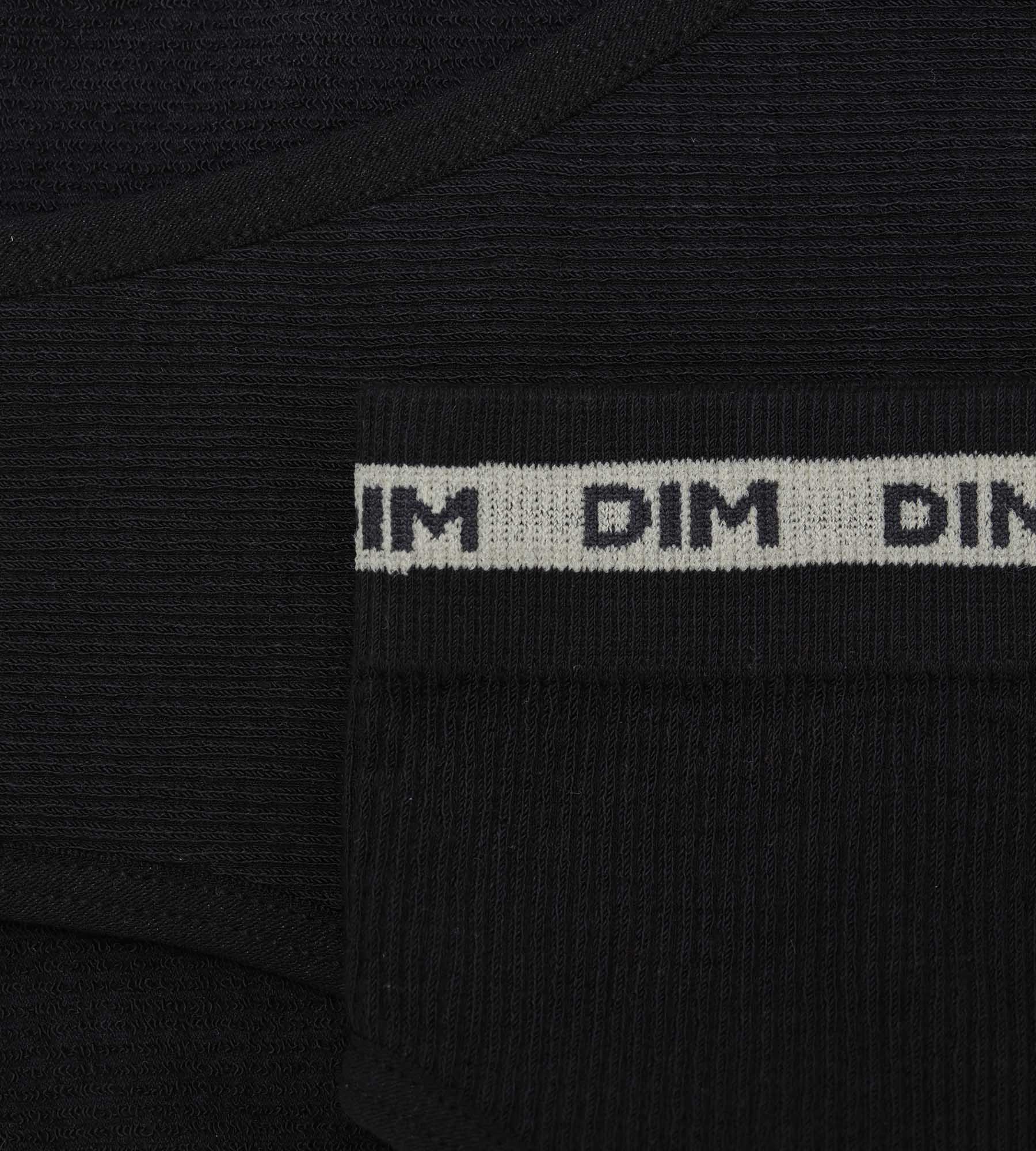 DIM Girls' ribbed fabric briefs in Black with beige waistband Dim Icons