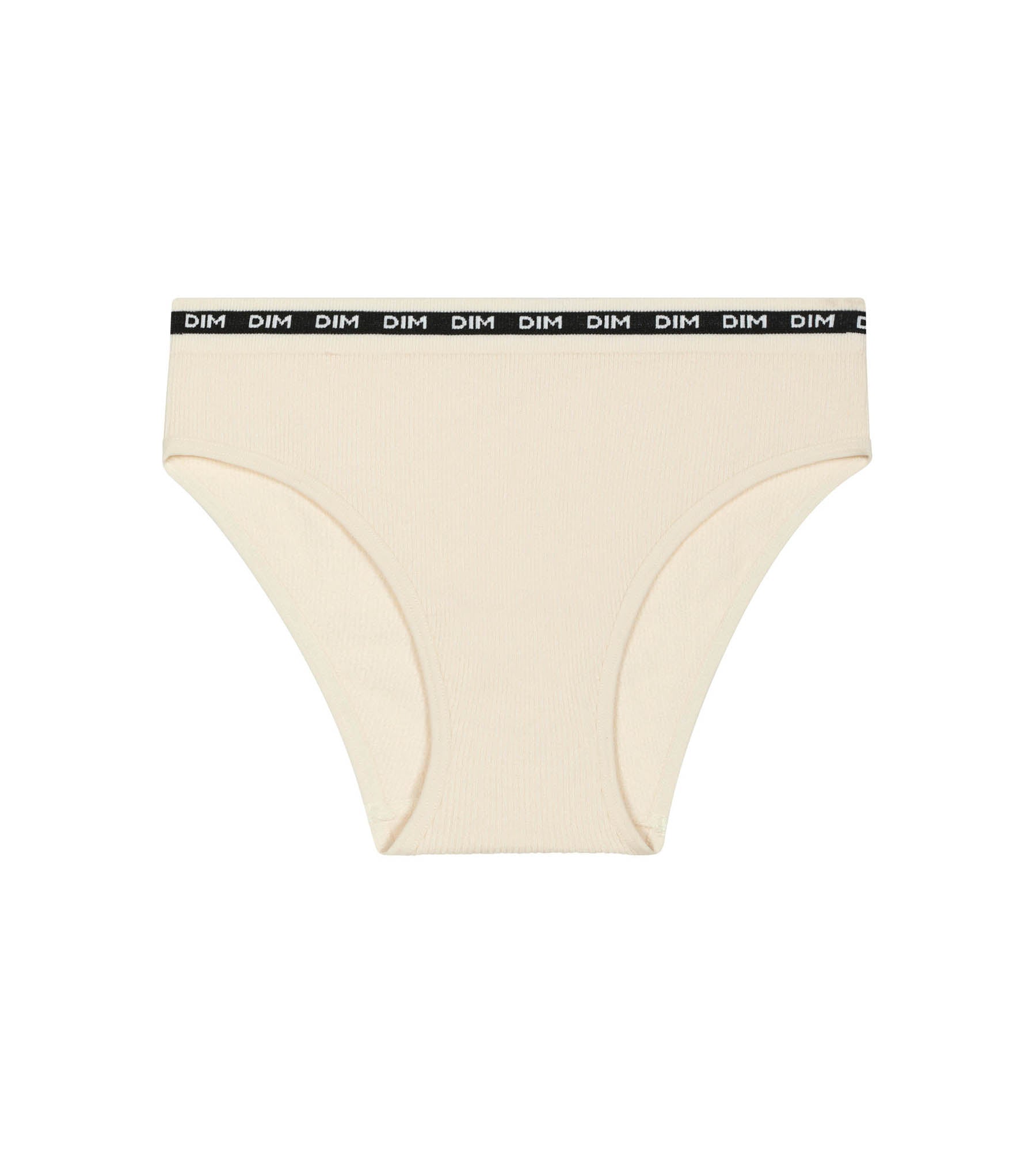 DIM Girls' ribbed fabric briefs in Beige with black waistband Dim Icons