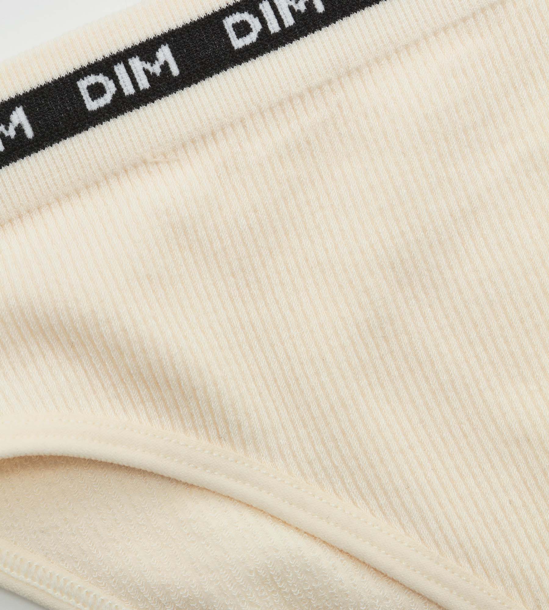DIM Girls' ribbed fabric briefs in Beige with black waistband Dim Icons