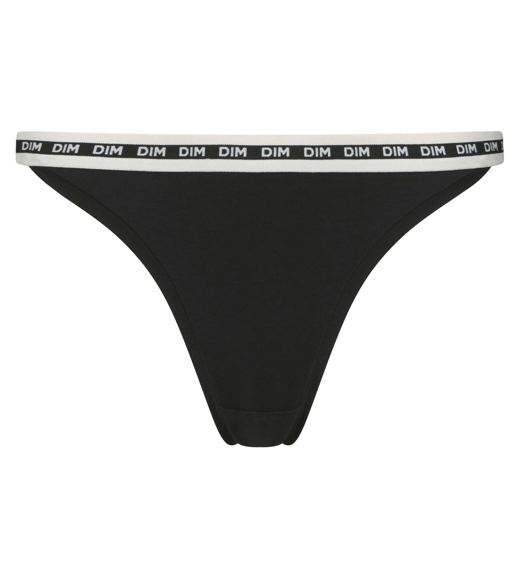 DIM Modal cotton tanga in Black and Beige waistband Dim Icon Essentiel