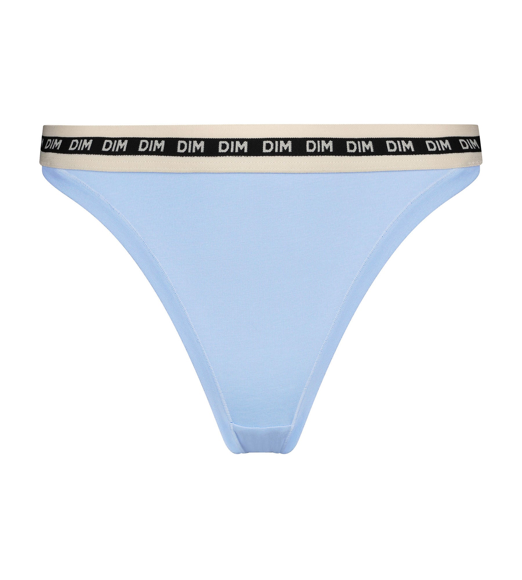 DIM Blue cotton modal tanga with contrasting waistband Dim Icons Essentiel