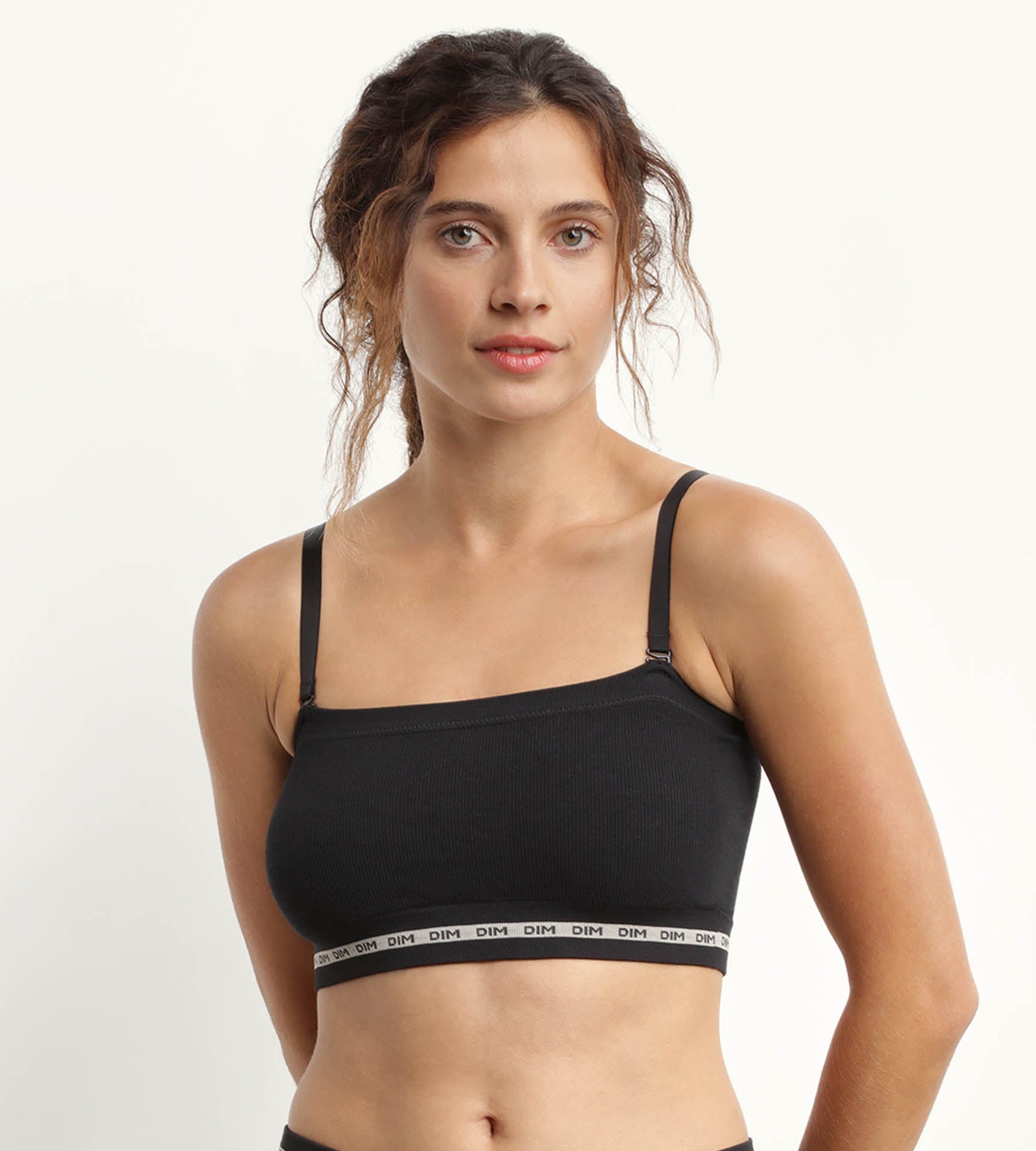 DIM Microfibre wireless Black bandeau bra Dim Icons Seamless