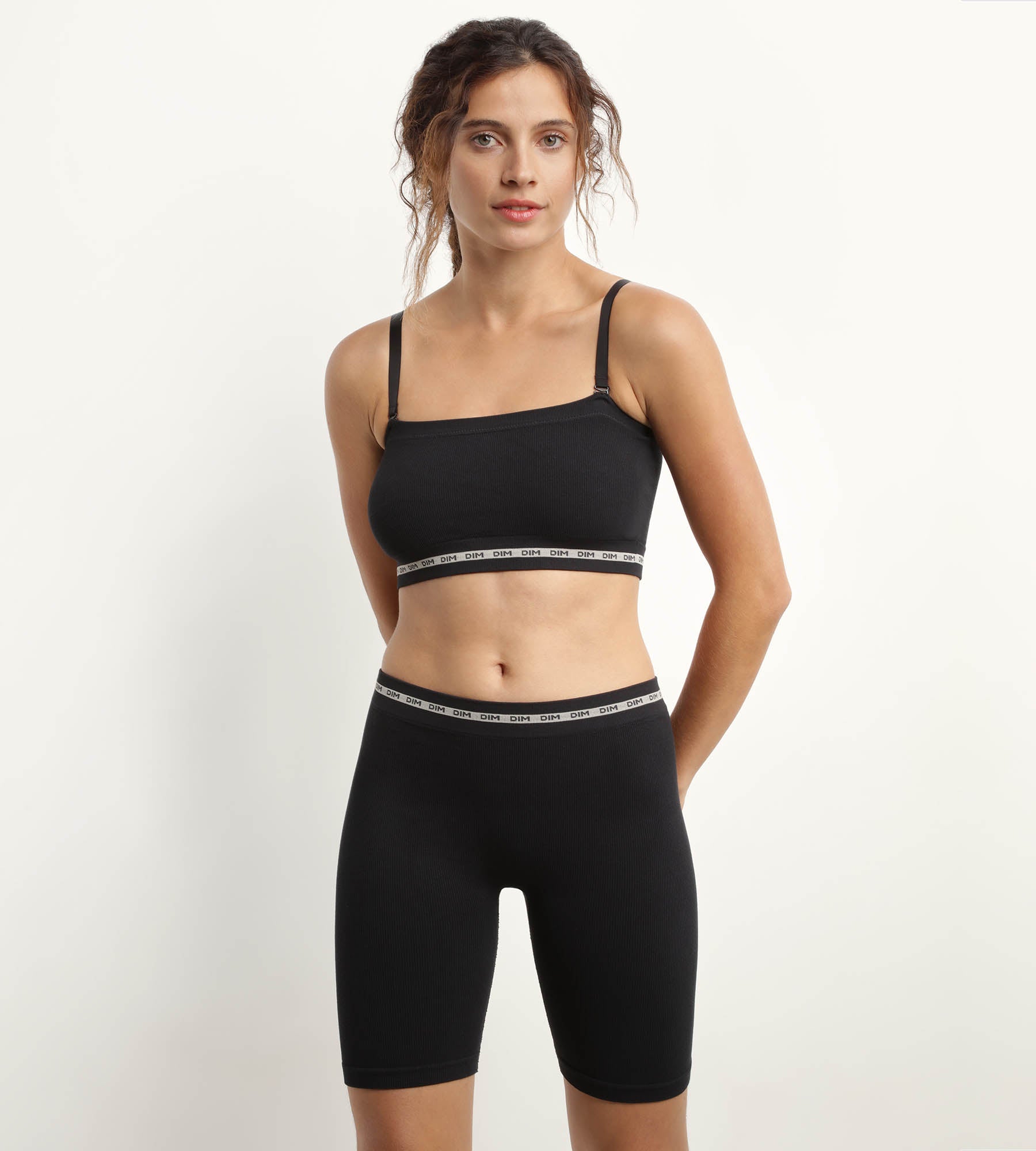DIM Microfibre wireless Black bandeau bra Dim Icons Seamless