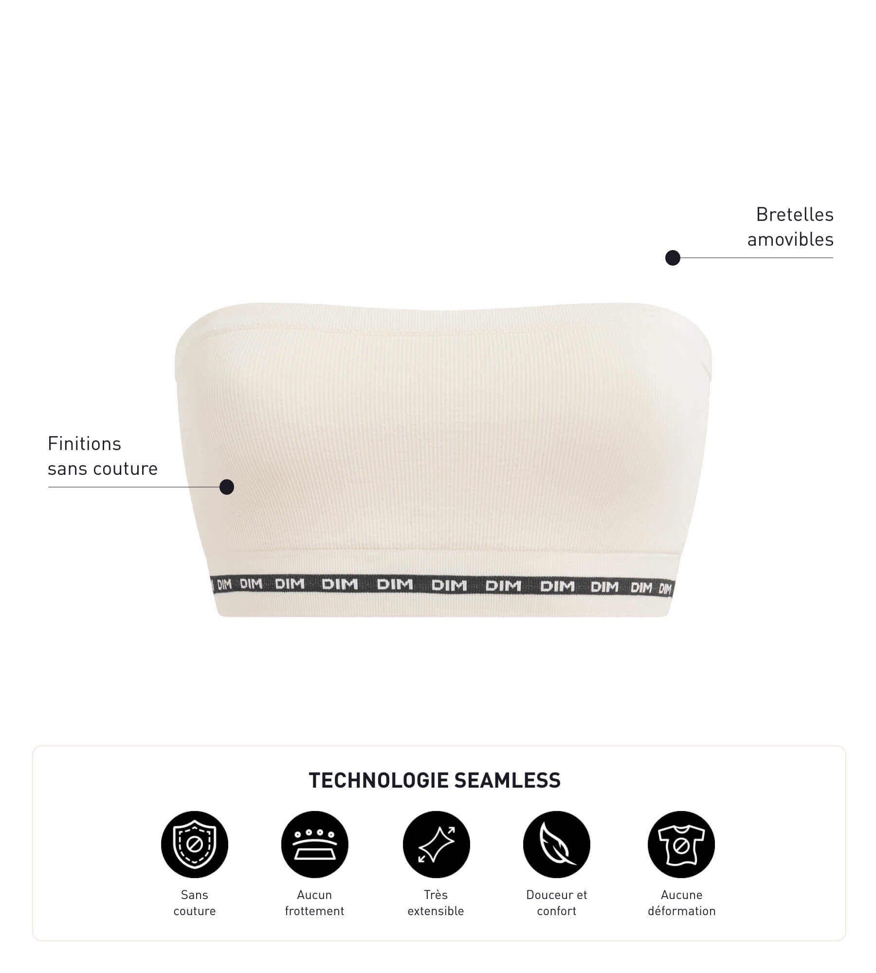 DIM Microfibre wireless Beige bandeau bra Dim Icon Seamless