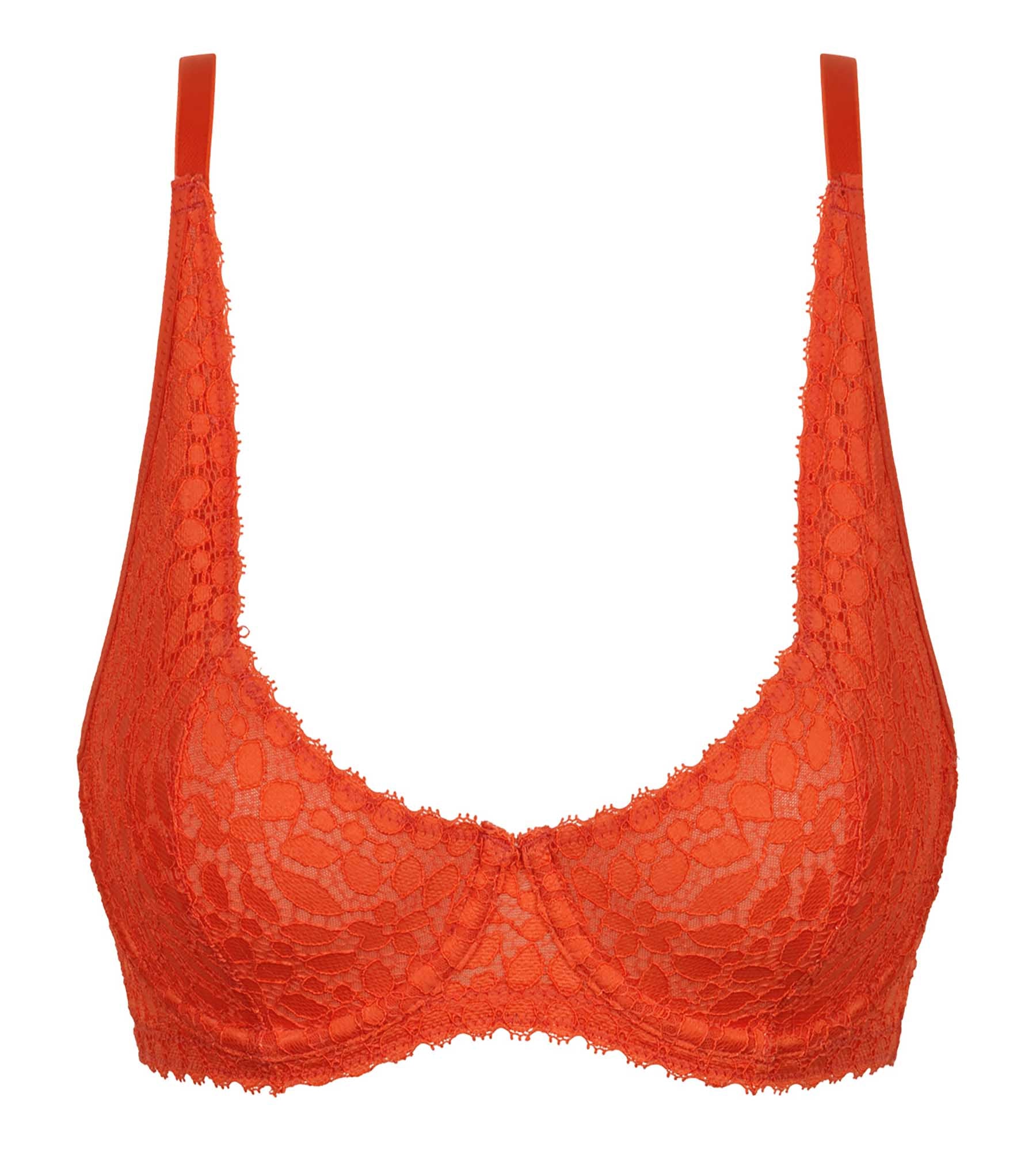 DIM Underwire floral lace bra in flame-red Daily Dentelle