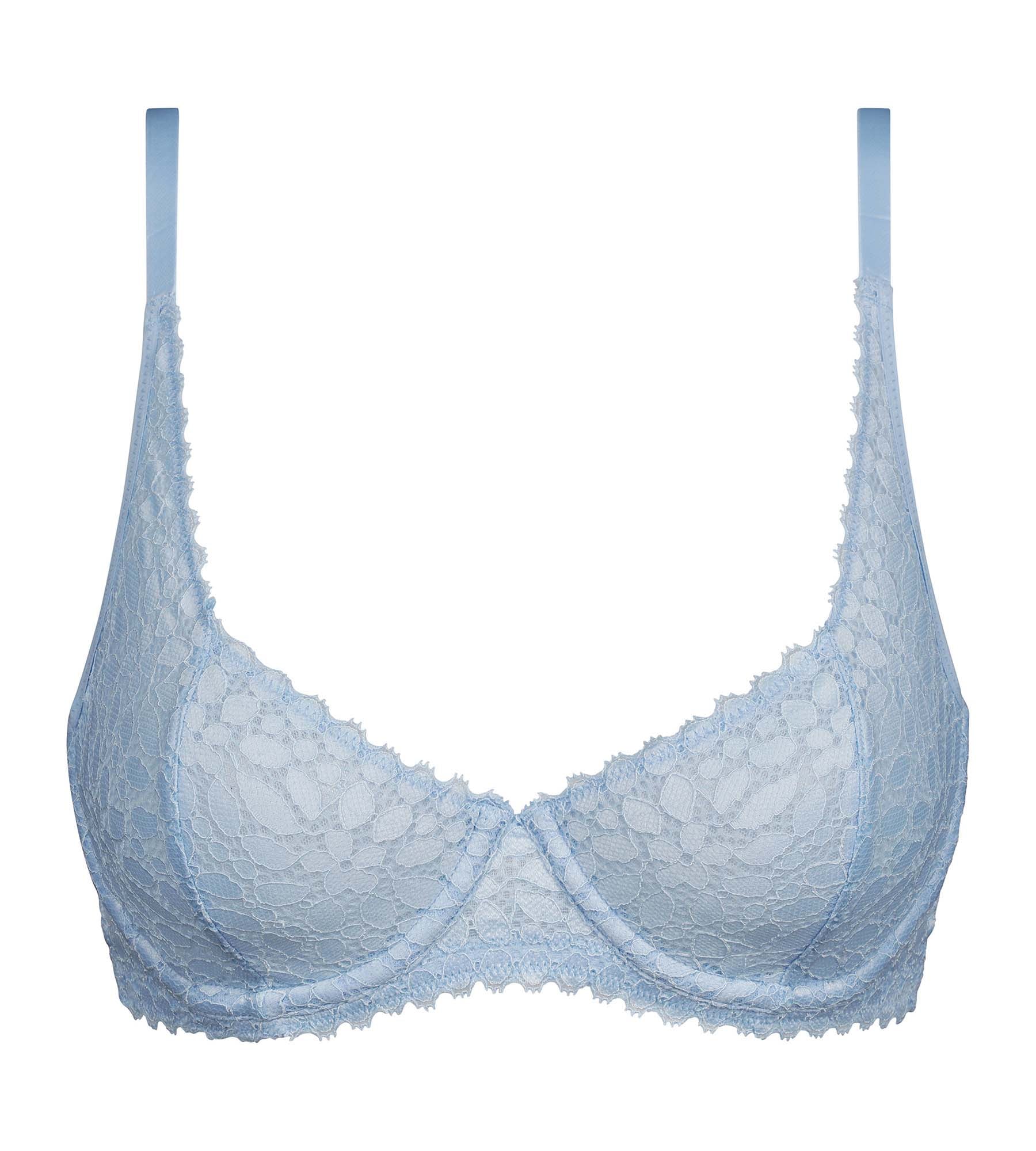 DIM Blue floral lace underwired push-up bra Dim Daily