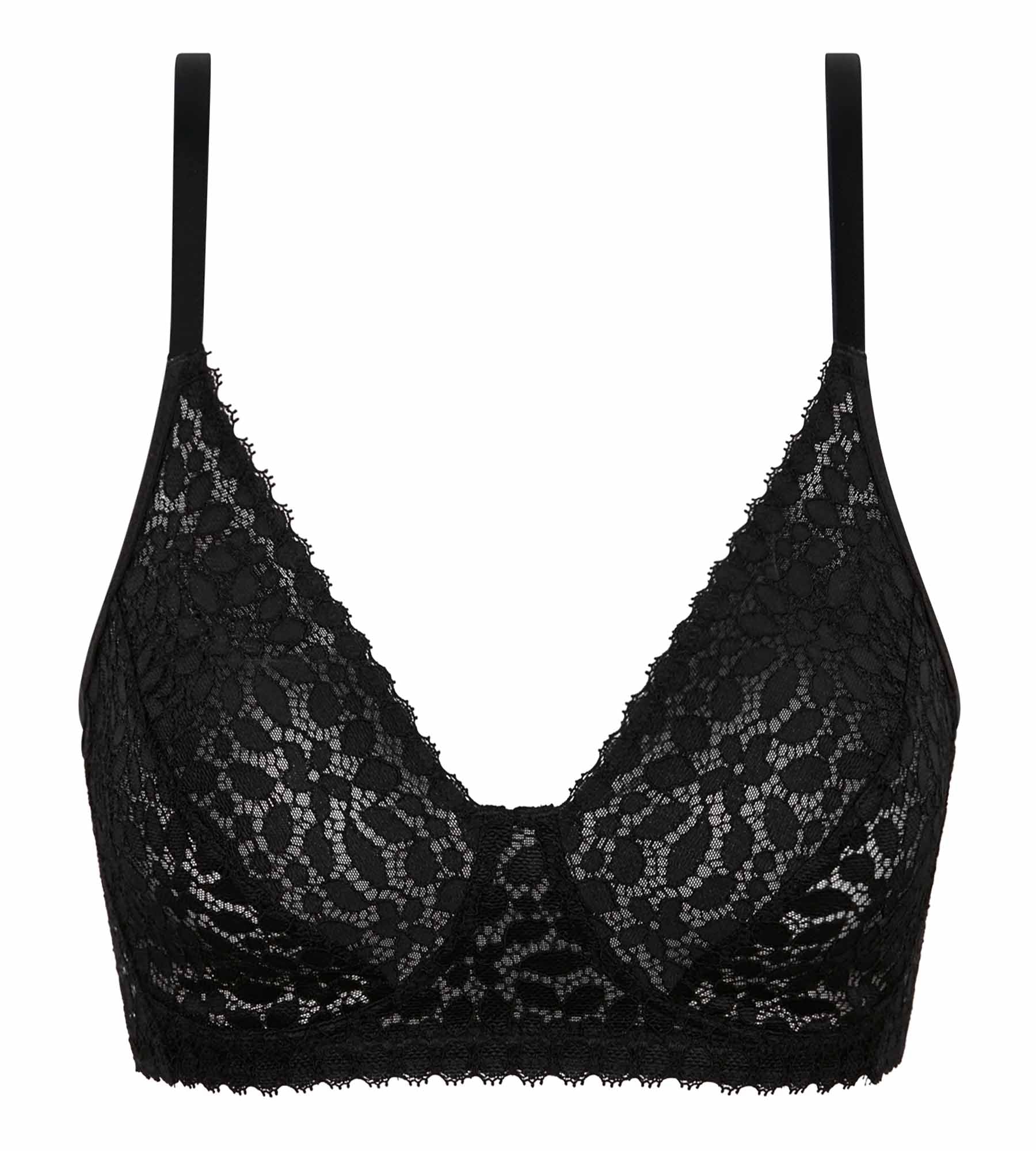 DIM Triangle bra Wireless floral pattern in Black Daily Lace