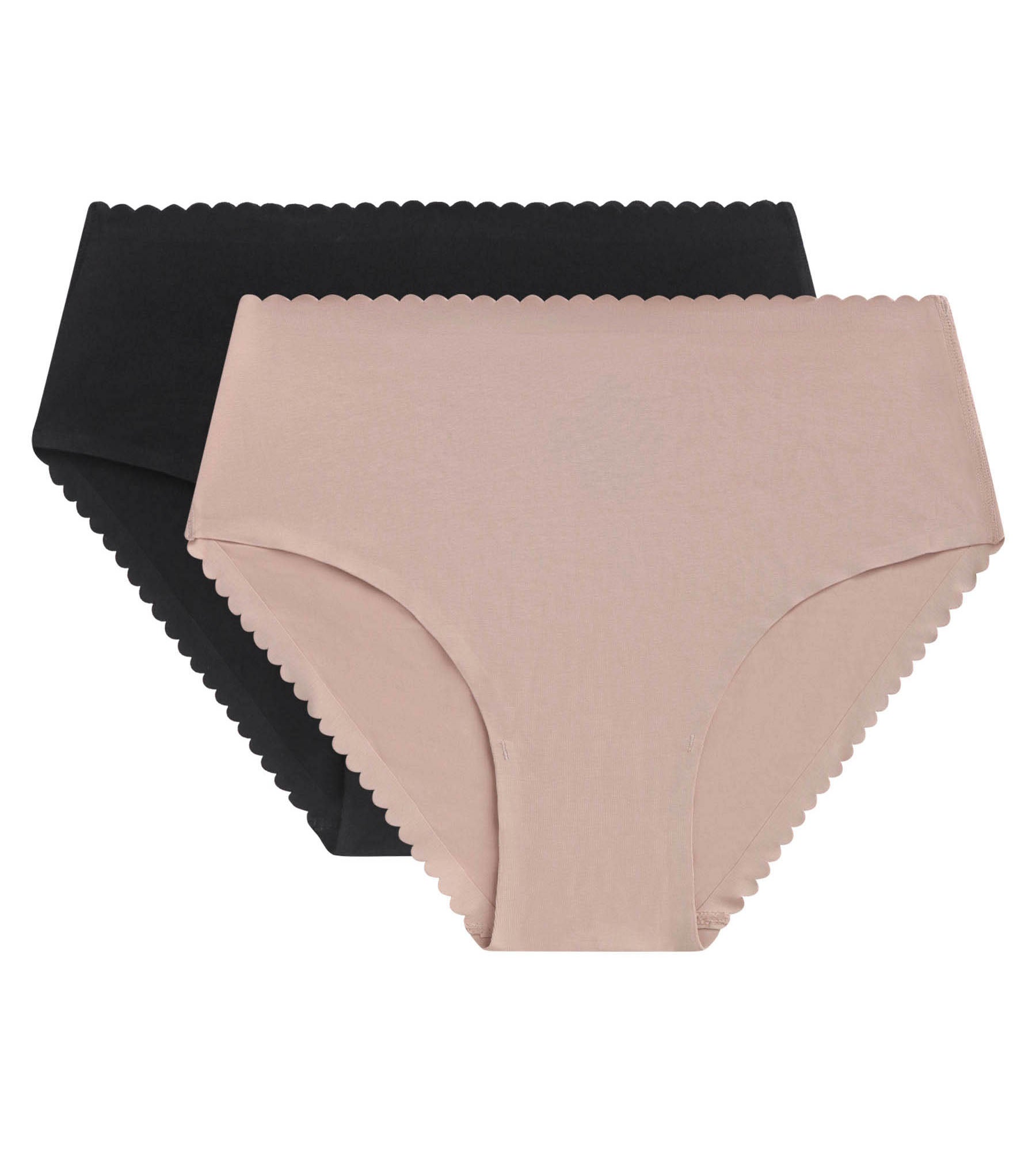 DIM Pack of 2 high-rise briefs in stretch cotton in Flesh Black Body Touch Easy