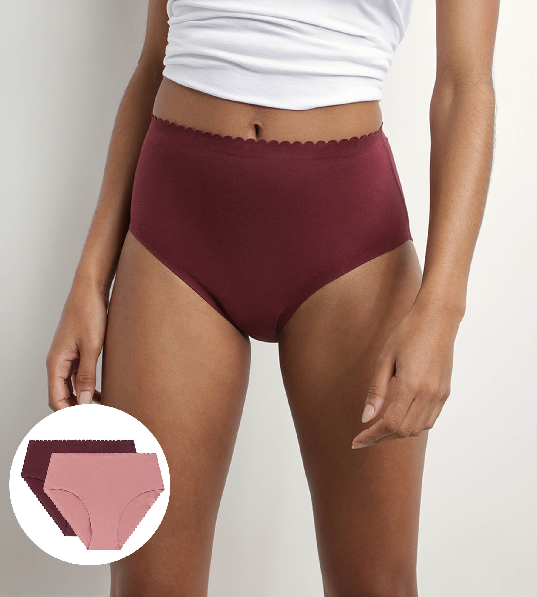 DIM Pack of 2 high-rise briefs in stretch cotton in Ruby Pink Body Touch Easy