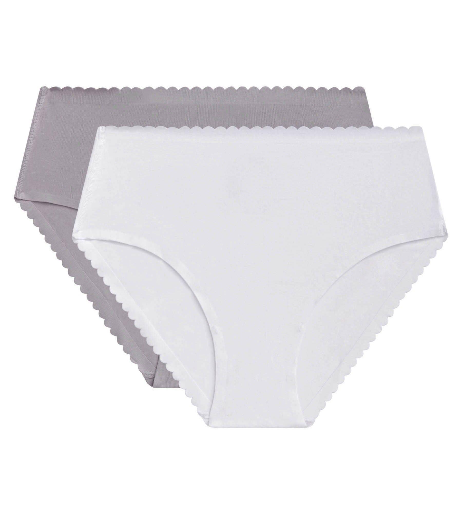 DIM Pack of 2 high-rise briefs in stretch cotton in White Gray Body Touch Easy