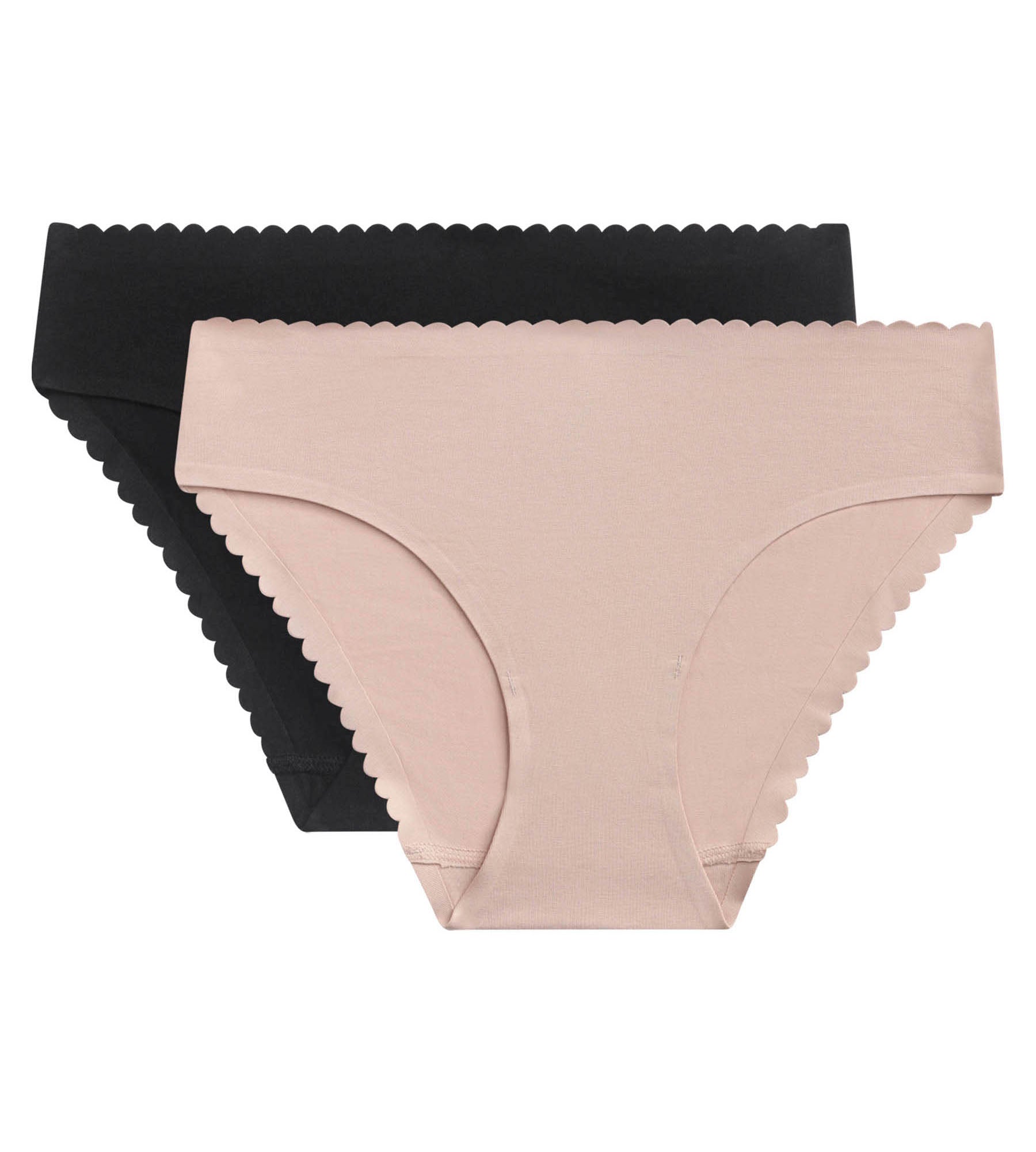 DIM Pack of 2 women's briefs in stretch cotton in Flesh and Black Body Touch Easy