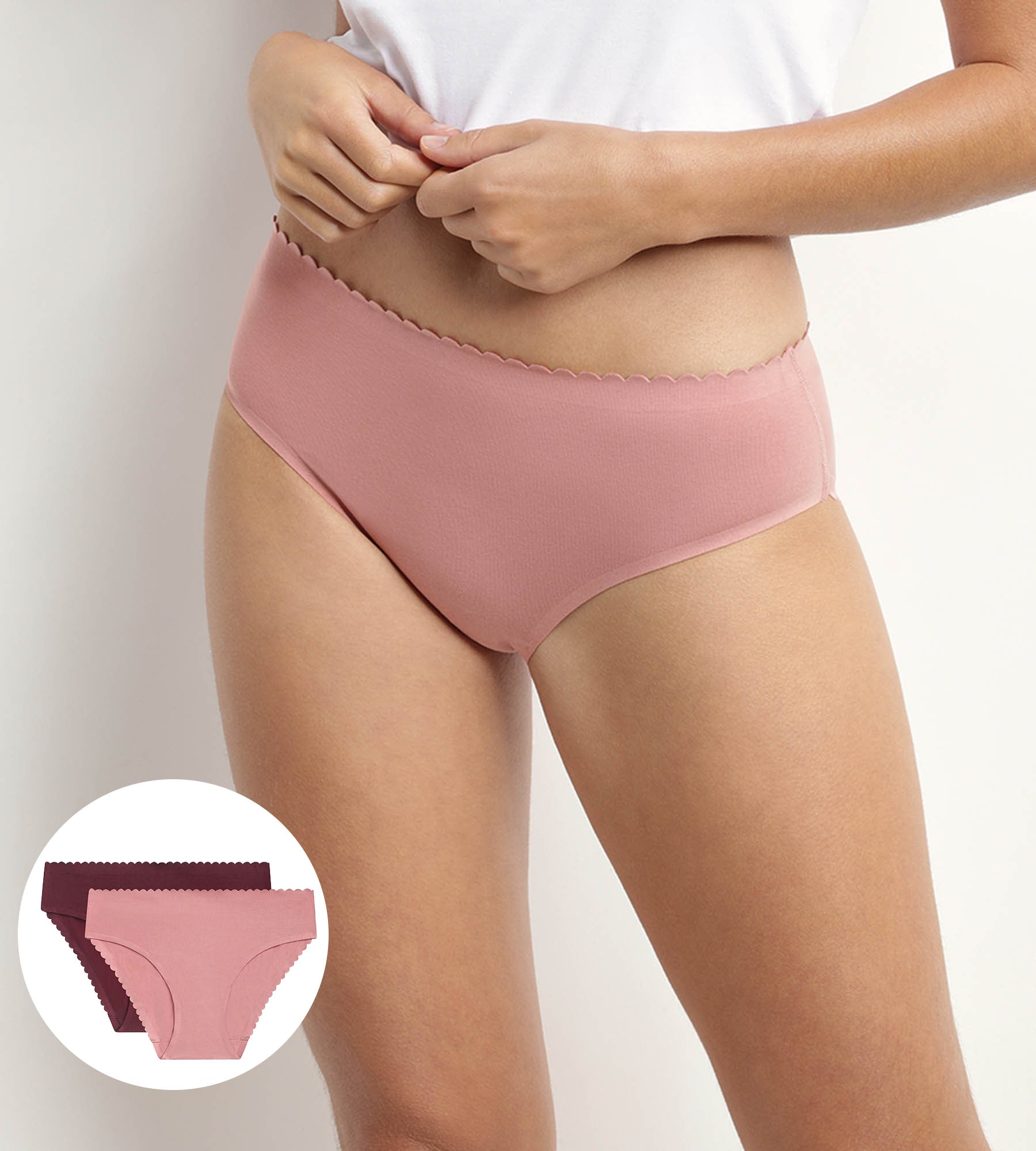 DIM Pack of 2 women's briefs in stretch cotton in Rose and Ruby Body Touch Easy