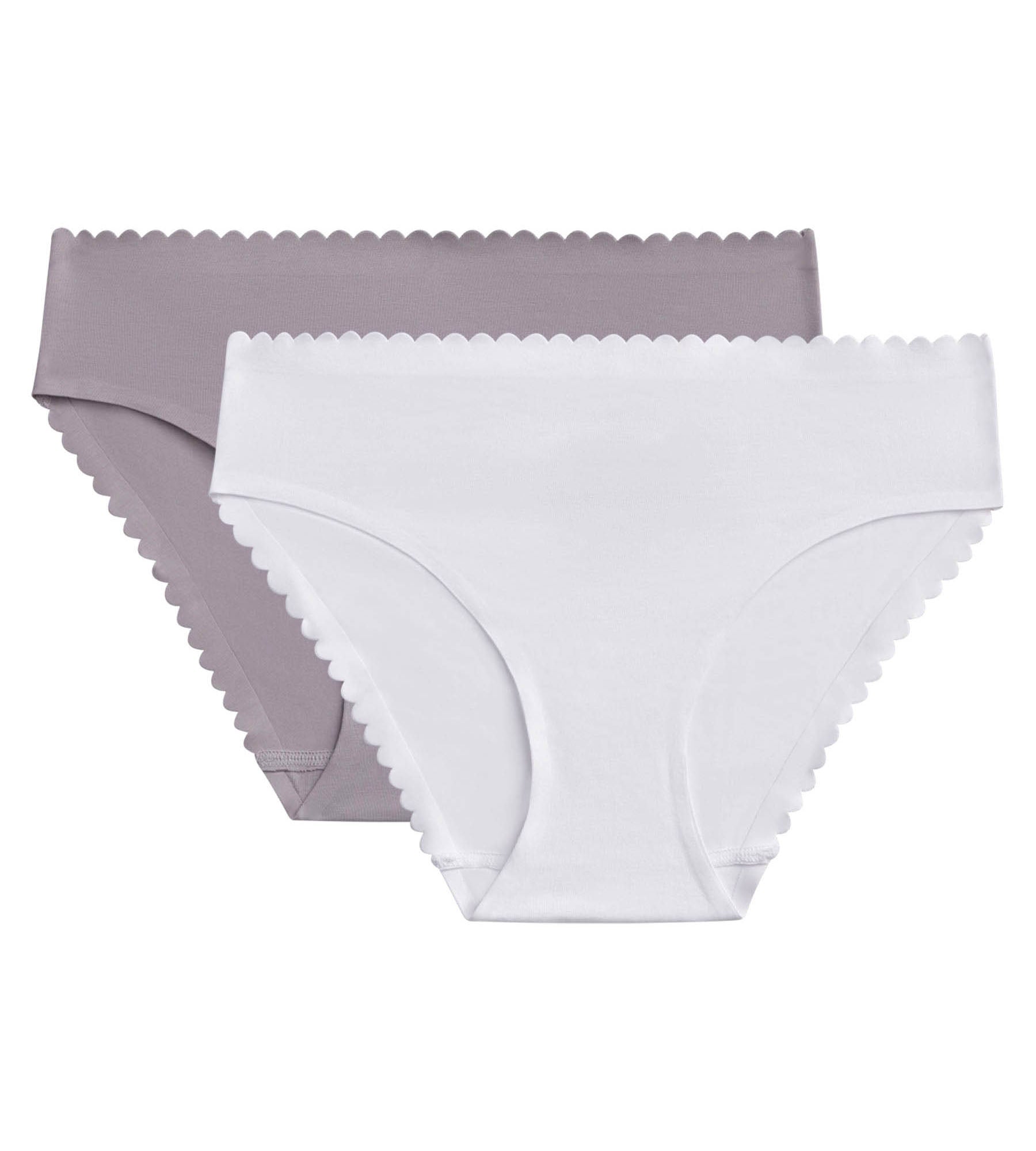 DIM Pack of 2 women's briefs in stretch cotton in White and Gray Body Touch Easy