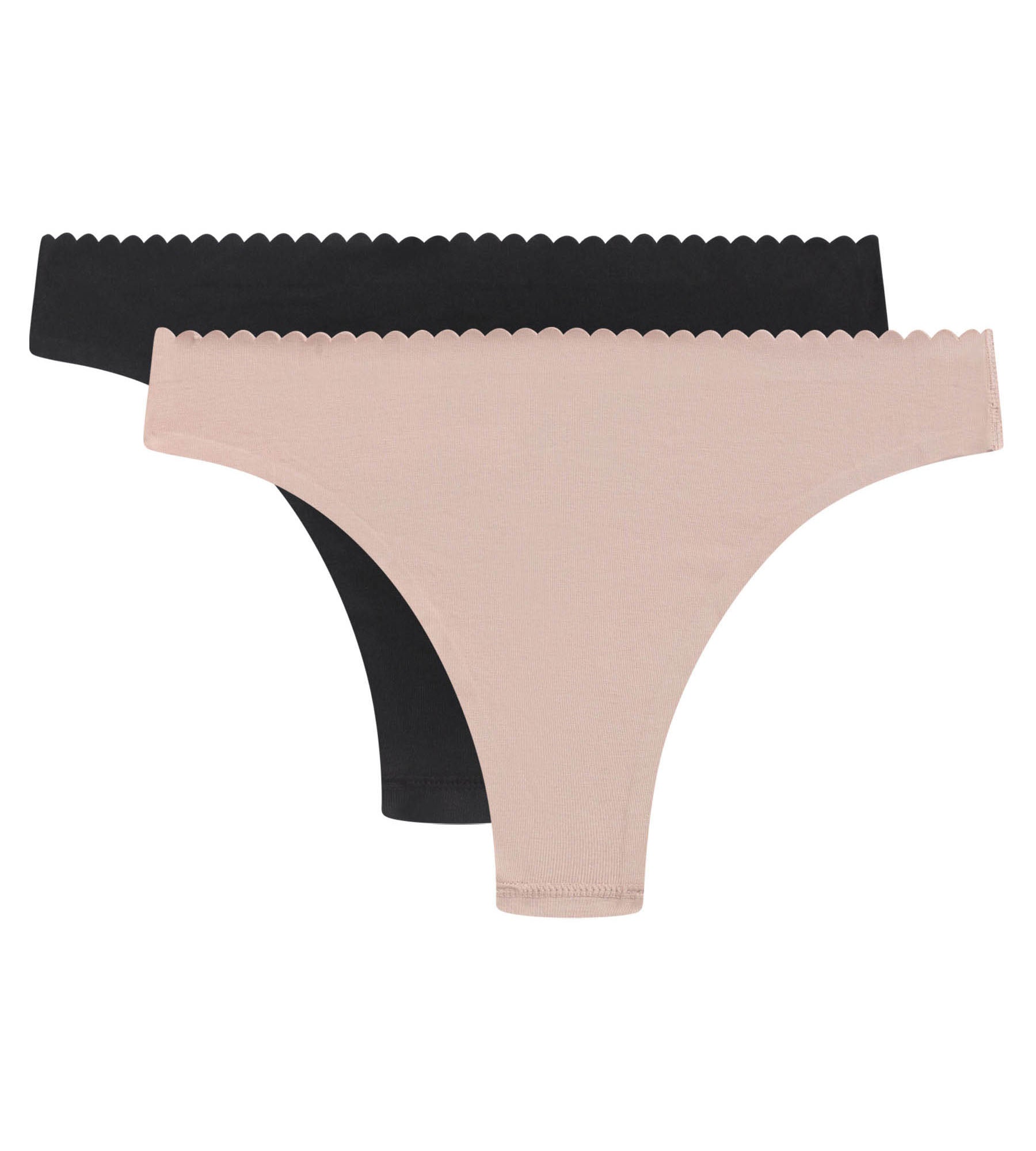 DIM Pack of 2 women's tangas in Flesh and Black microfibre Body Touch Easy
