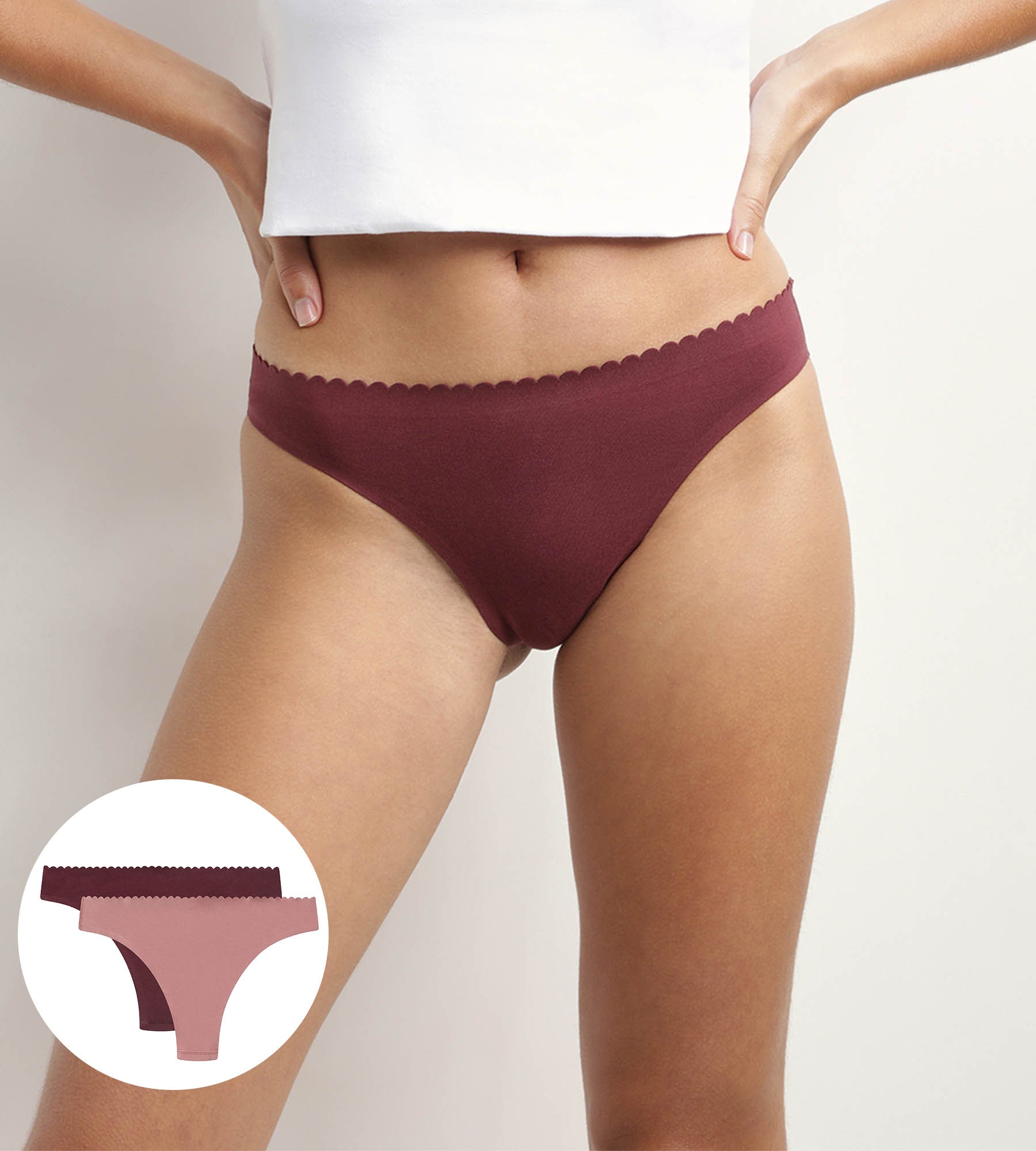 DIM Pack of 2 women's tangas in Pink and Ruby microfibre Body Touch Easy