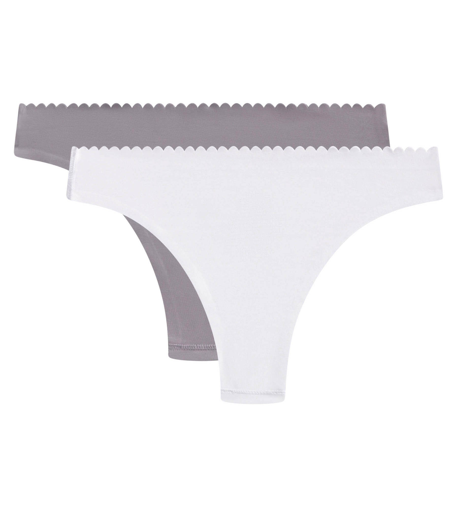 DIM Pack of 2 women's tangas in gray and white microfibre Body Touch Easy