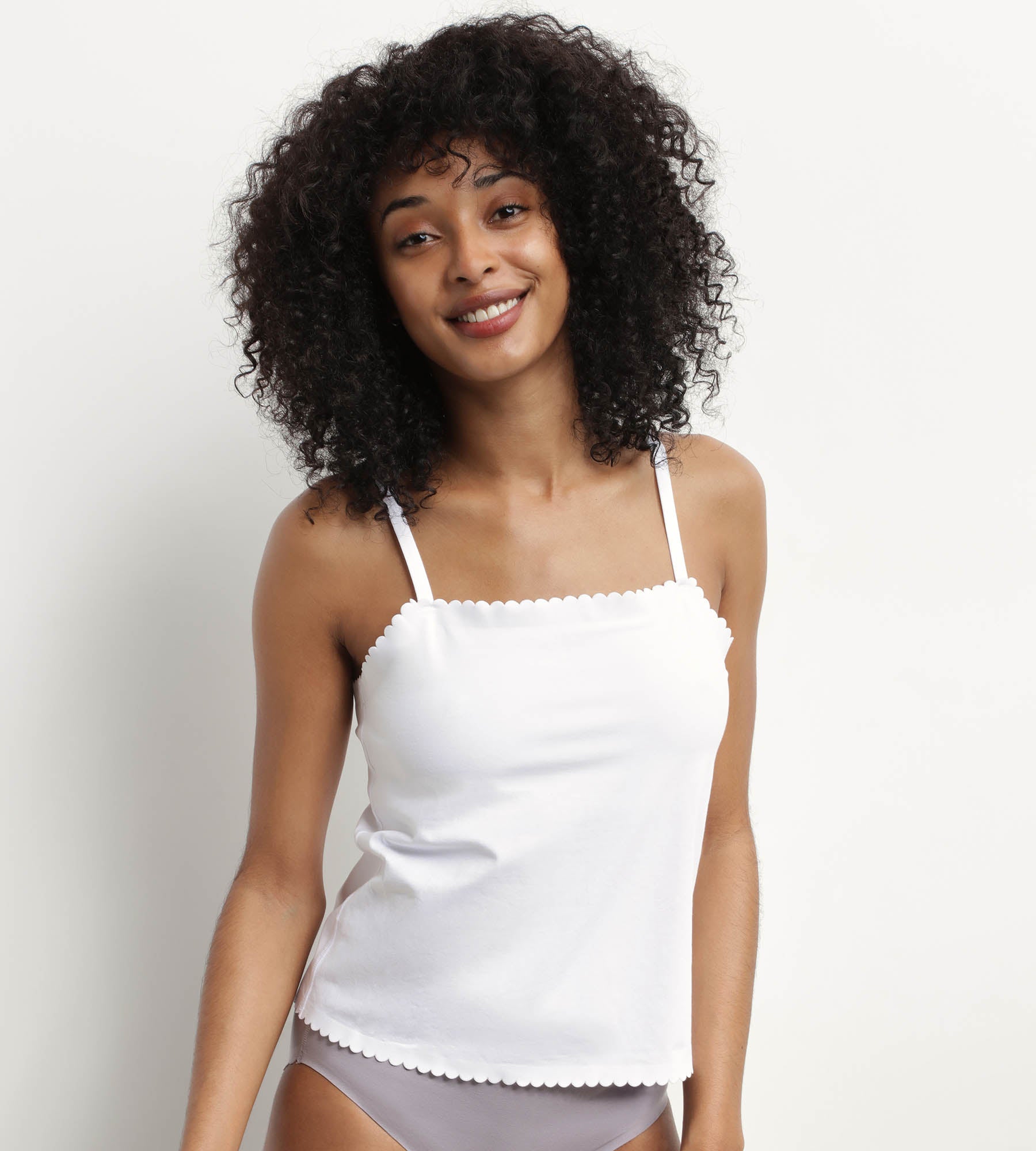 DIM Women's white cotton seamless stretch top Body Touch Easy
