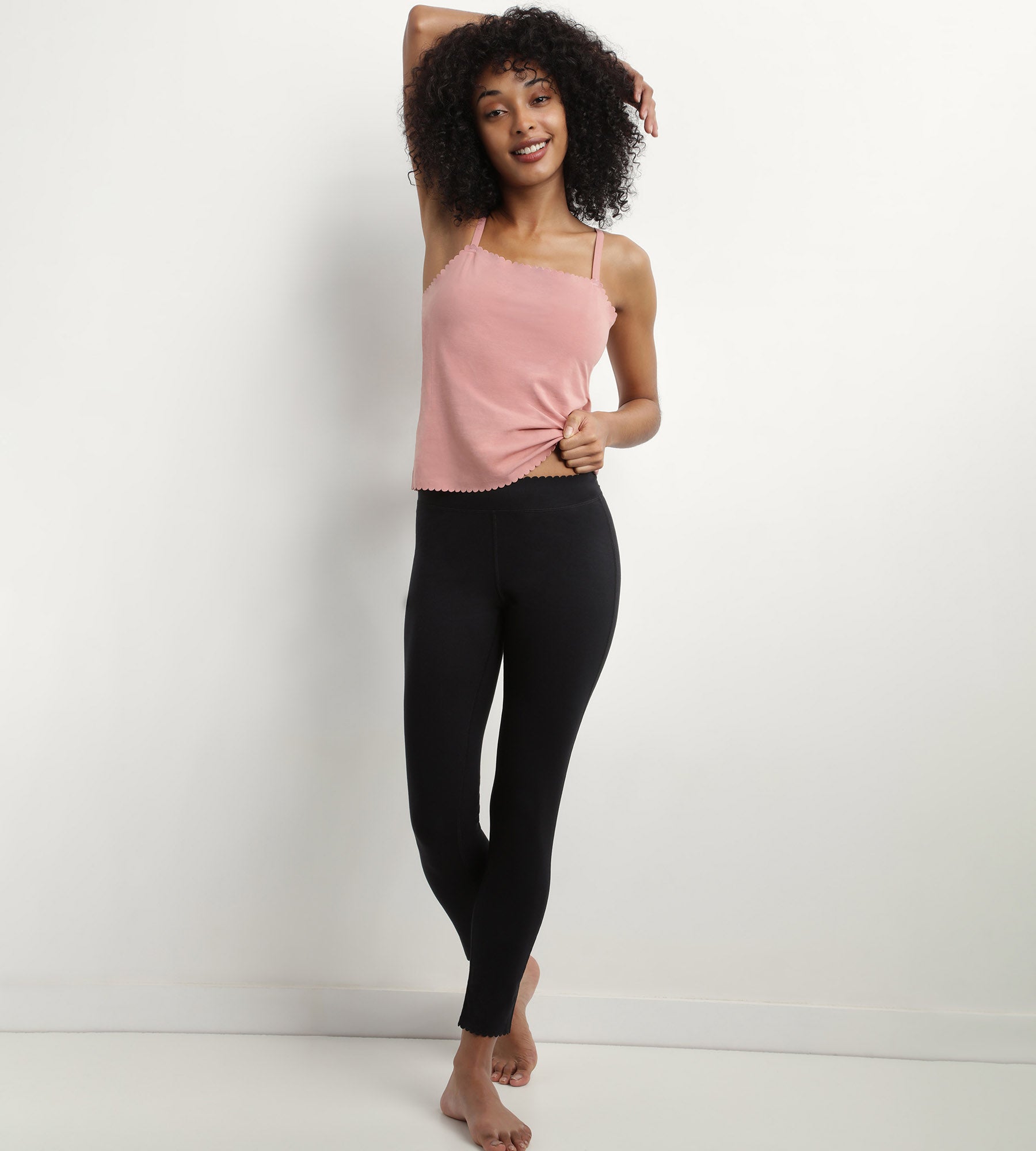DIM Women's black opaque stretch cotton leggings Body Touch Easy