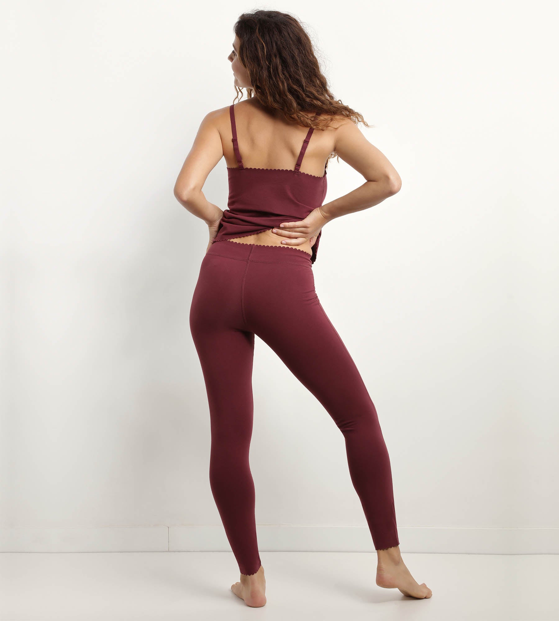 DIM Women's Dark Ruby opaque stretch cotton leggings Body Touch Easy