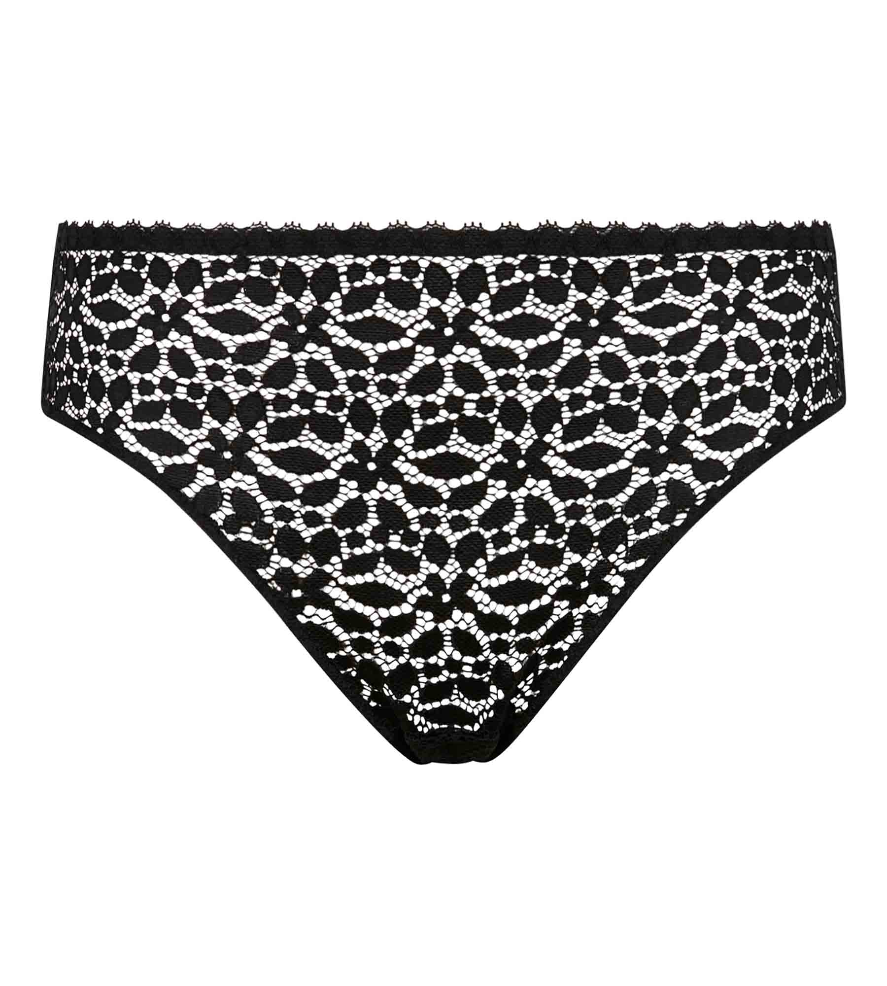 DIM Openwork lace knickers with floral patterns in Black Daily Dentelle