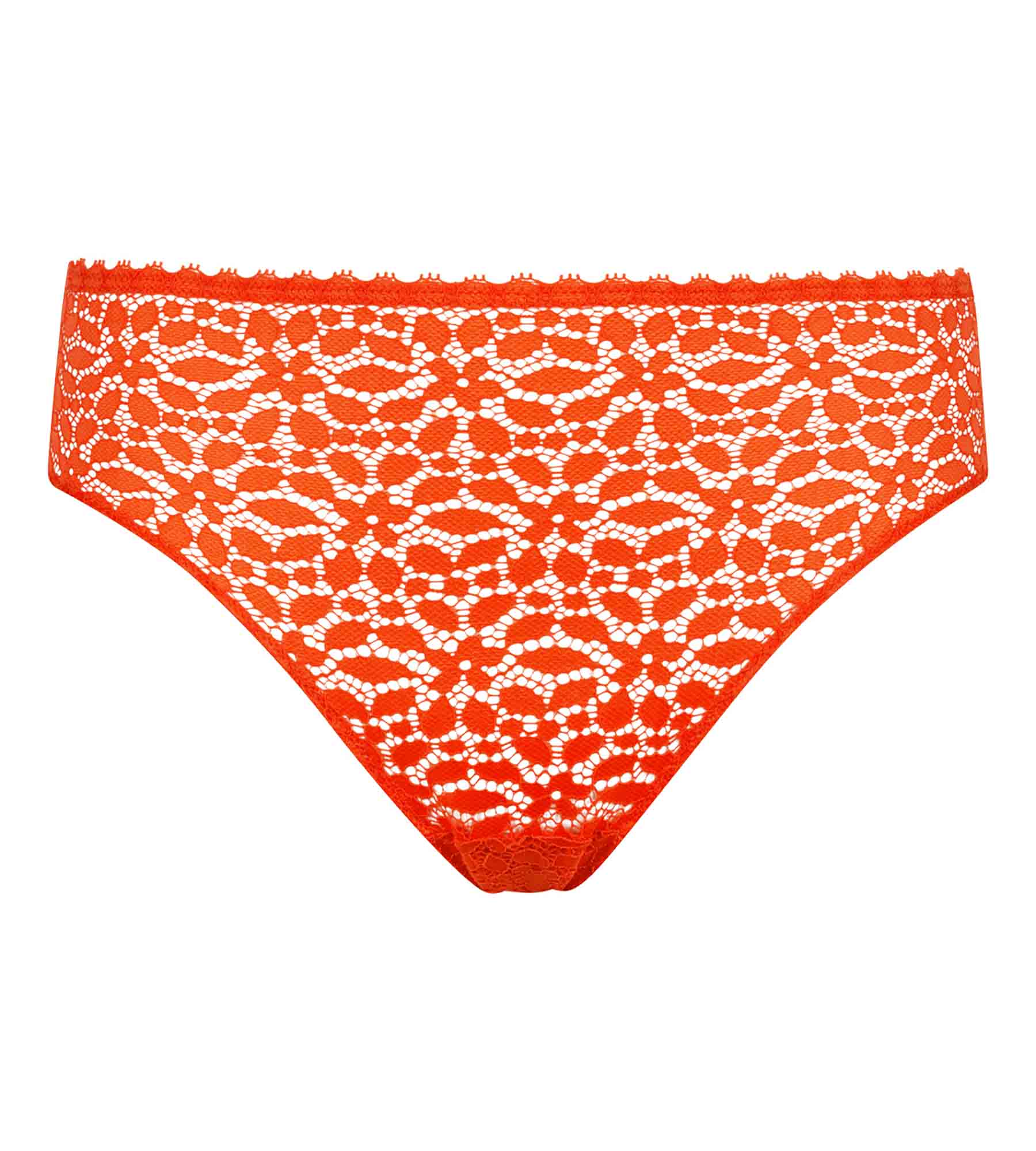 DIM Openwork lace knickers with floral patterns in flame-red Daily Dentelle