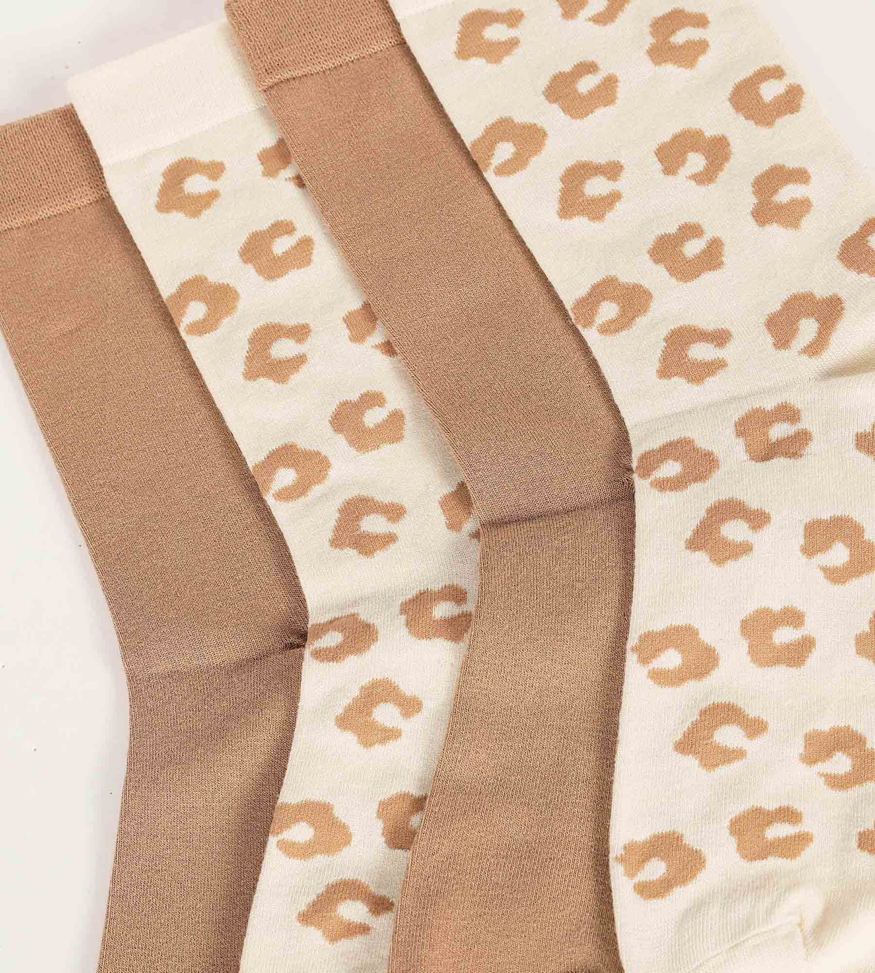 DIM Pack of 2 Women's Flower Socks Cream Dim Bamboo