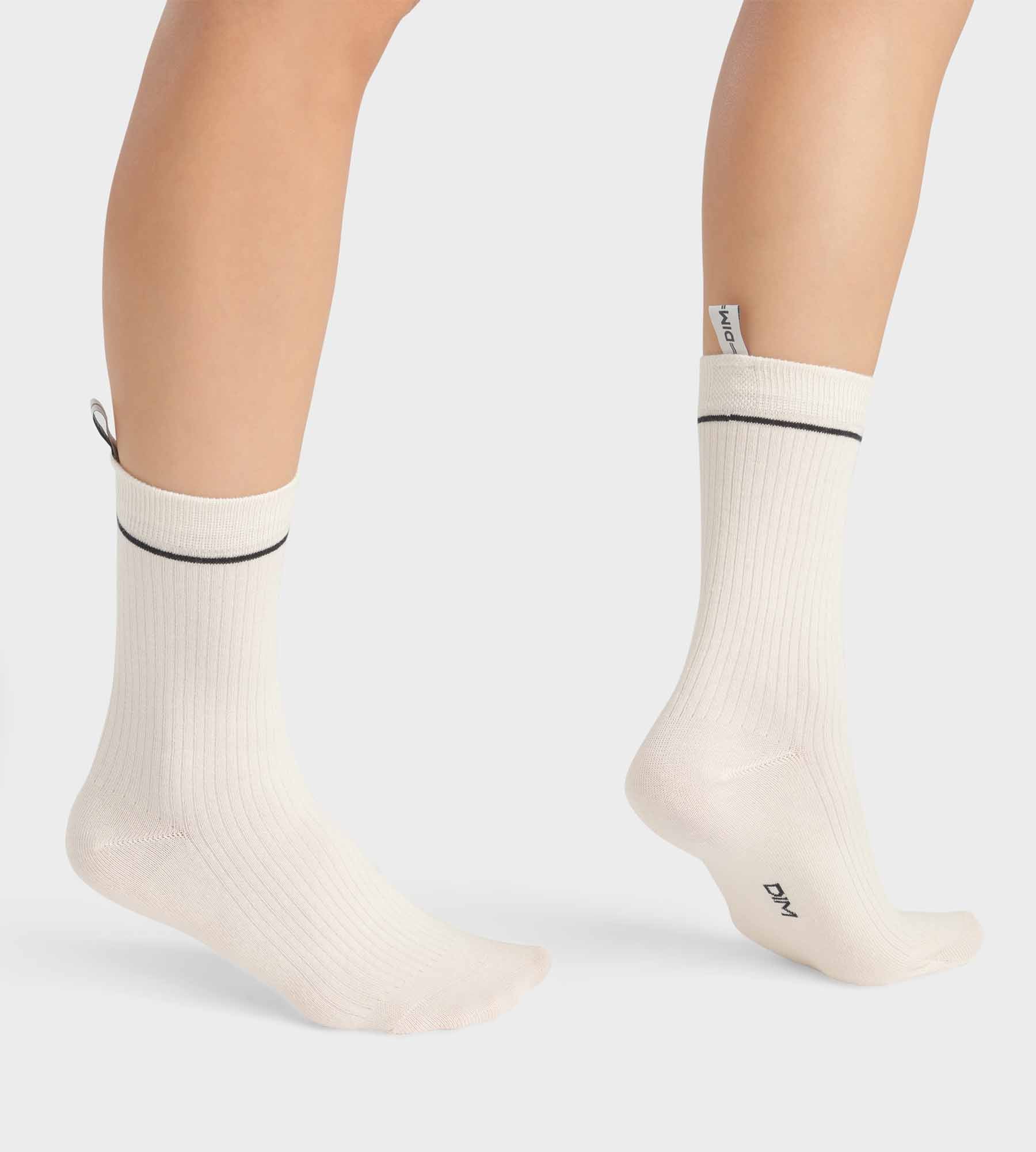DIM Cream Unisex Ribbed Modal Cotton Socks Dim Icons