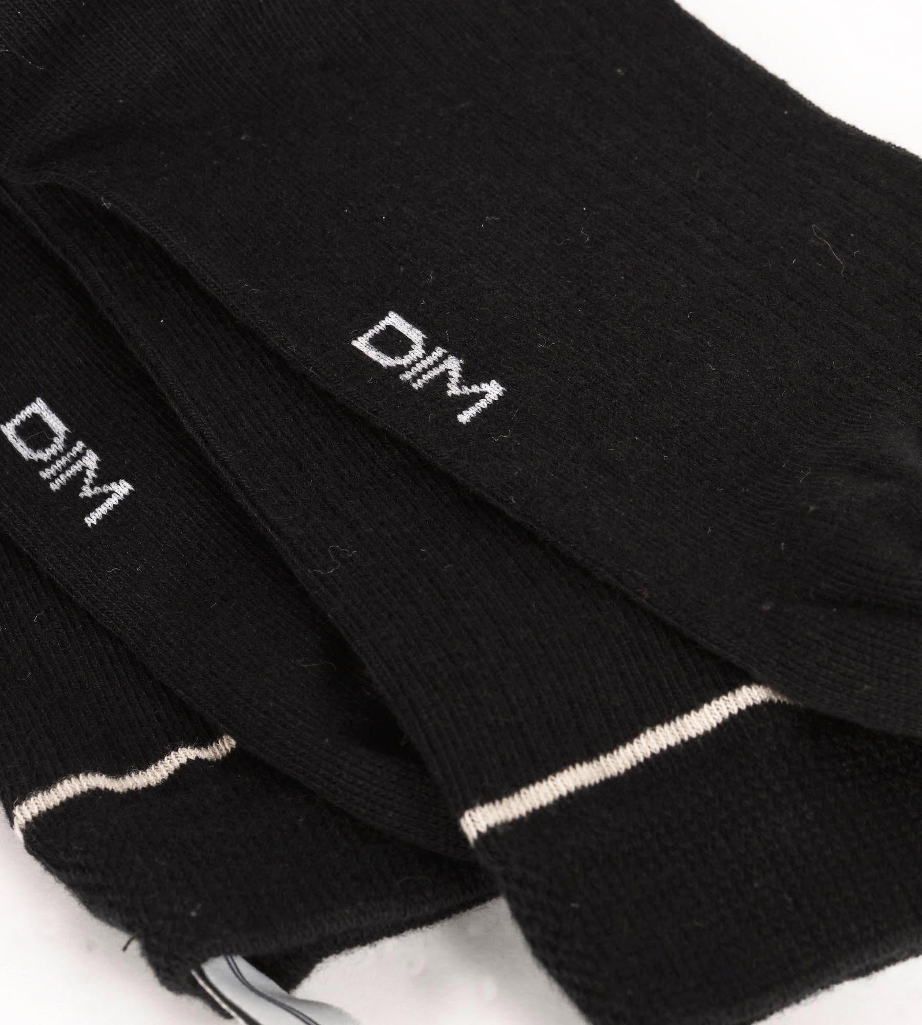 DIM Unisex black ribbed cotton socks with cream line Dim Icons