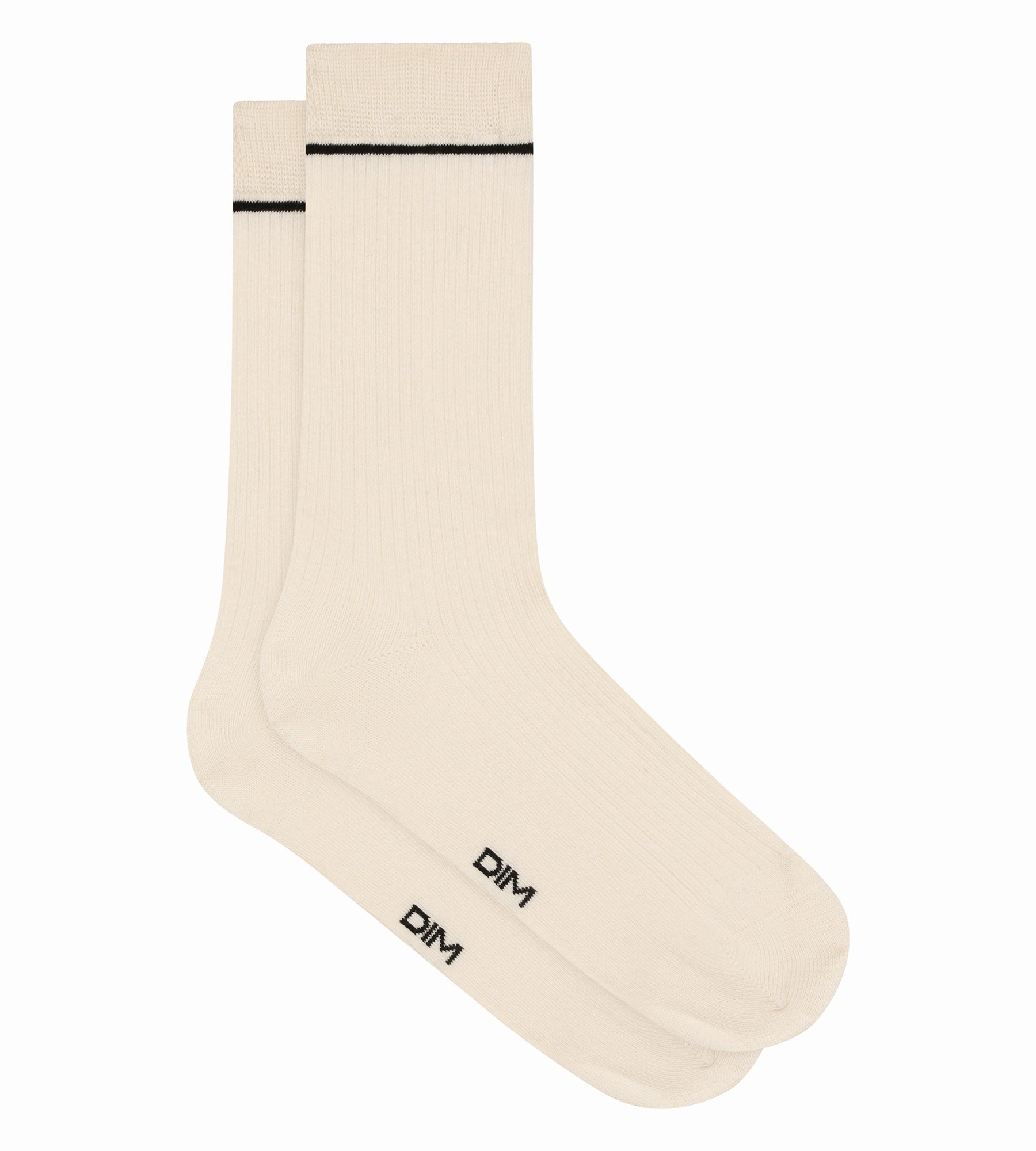 DIM Unisex ribbed cotton socks Cream with black line Dim Icons