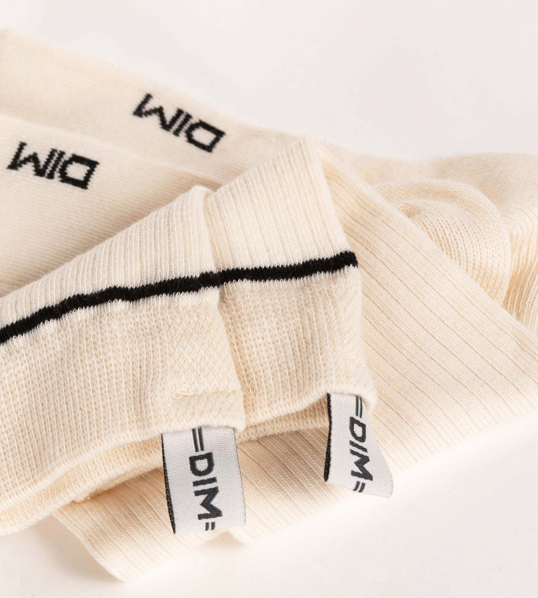 DIM Unisex ribbed cotton socks Cream with black line Dim Icons