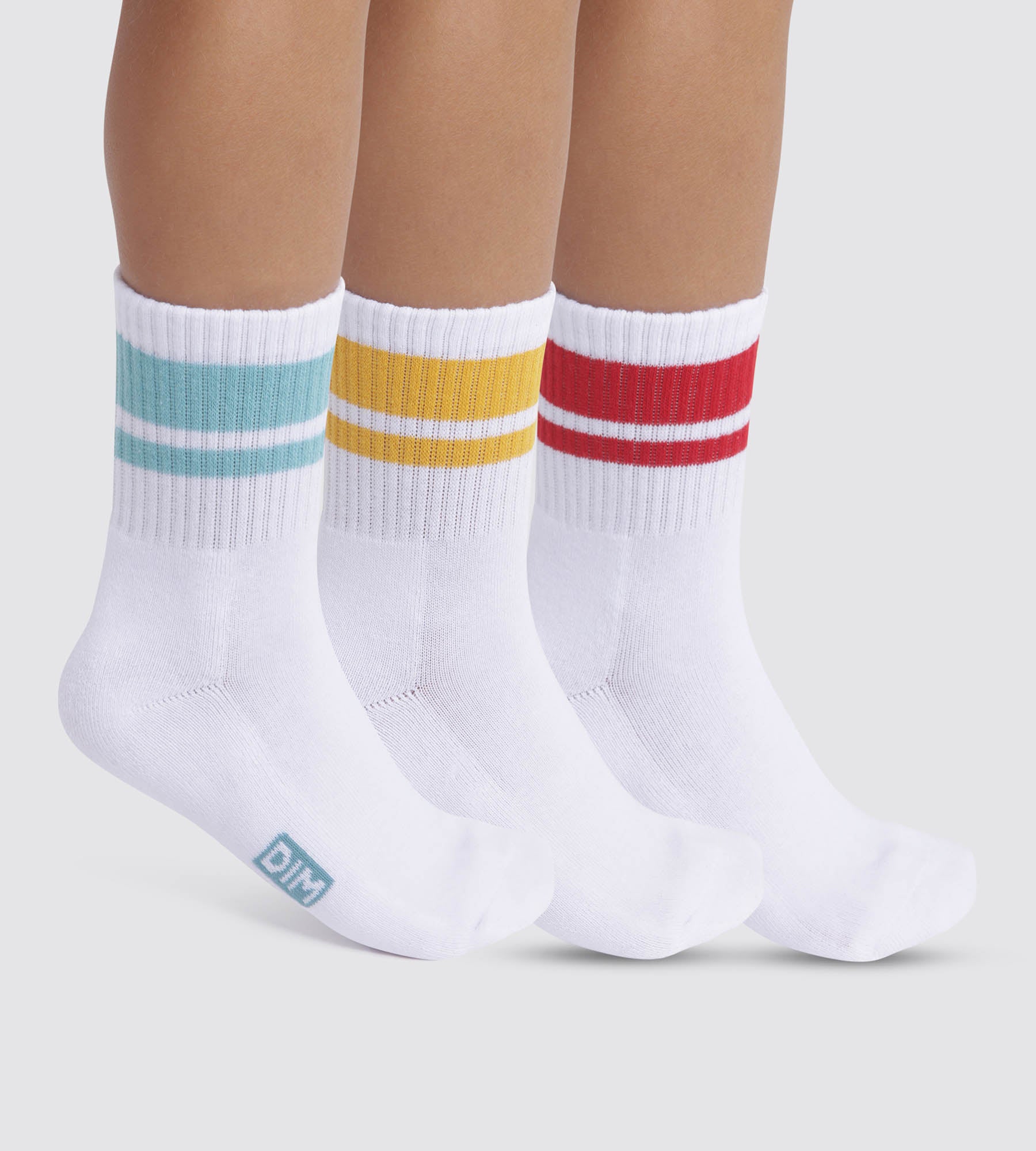 DIM Pack of 3 pairs of children's socks in Turquoise, Yellow, Red Dim Sport