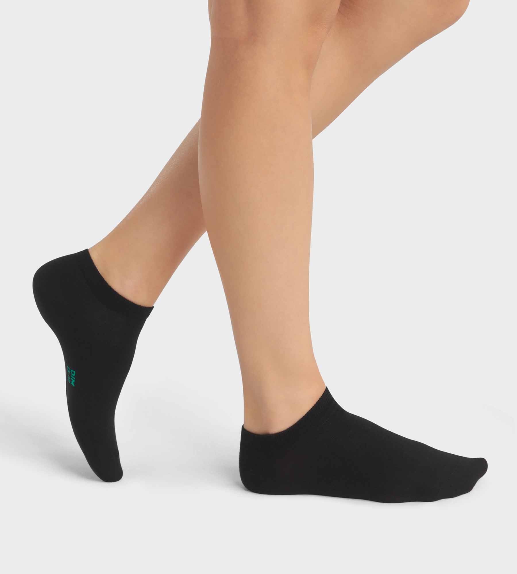 DIM Pack of 2 pairs of blacj women's socks in organic cotton Dim Good