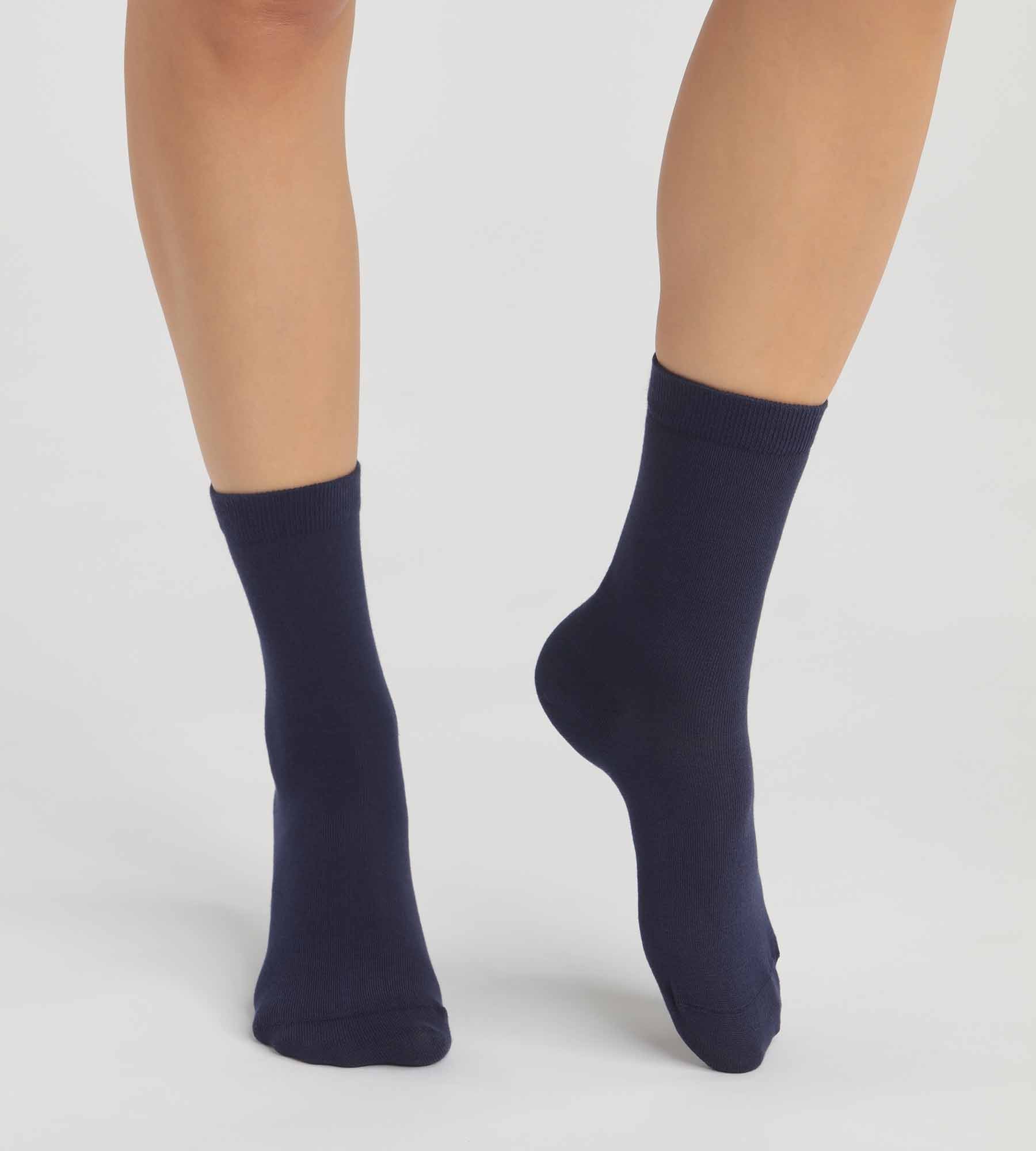 DIM Pack of 2 pairs of Navy Blue women's socks in organic cotton Dim Good
