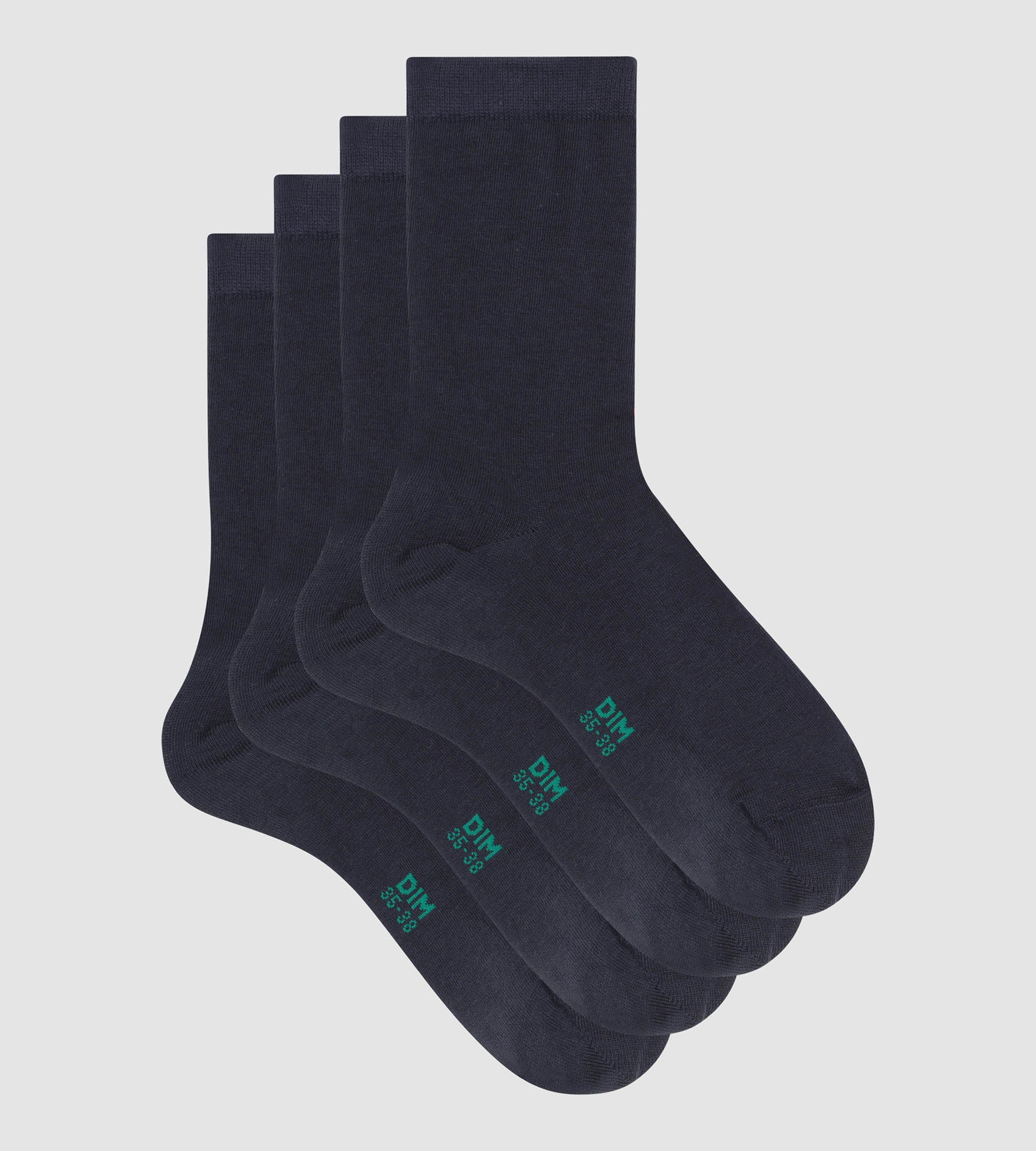 DIM Pack of 2 pairs of Navy Blue women's socks in organic cotton Dim Good