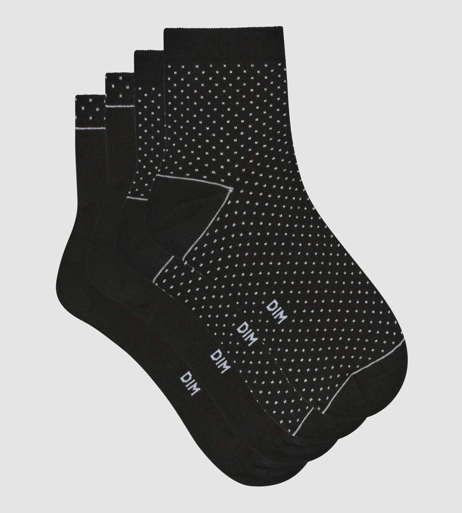 DIM Pack of 2 pairs of black women's socks in organic cotton with polka dots Dim Good