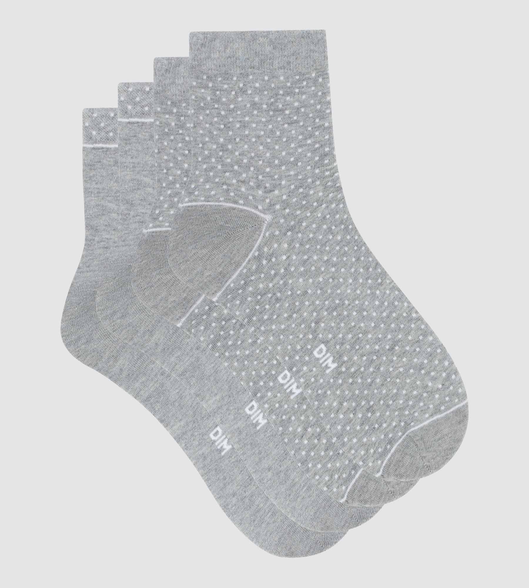 DIM Pack of 2 pairs of gray women's socks in organic cotton with polka dots Dim Good