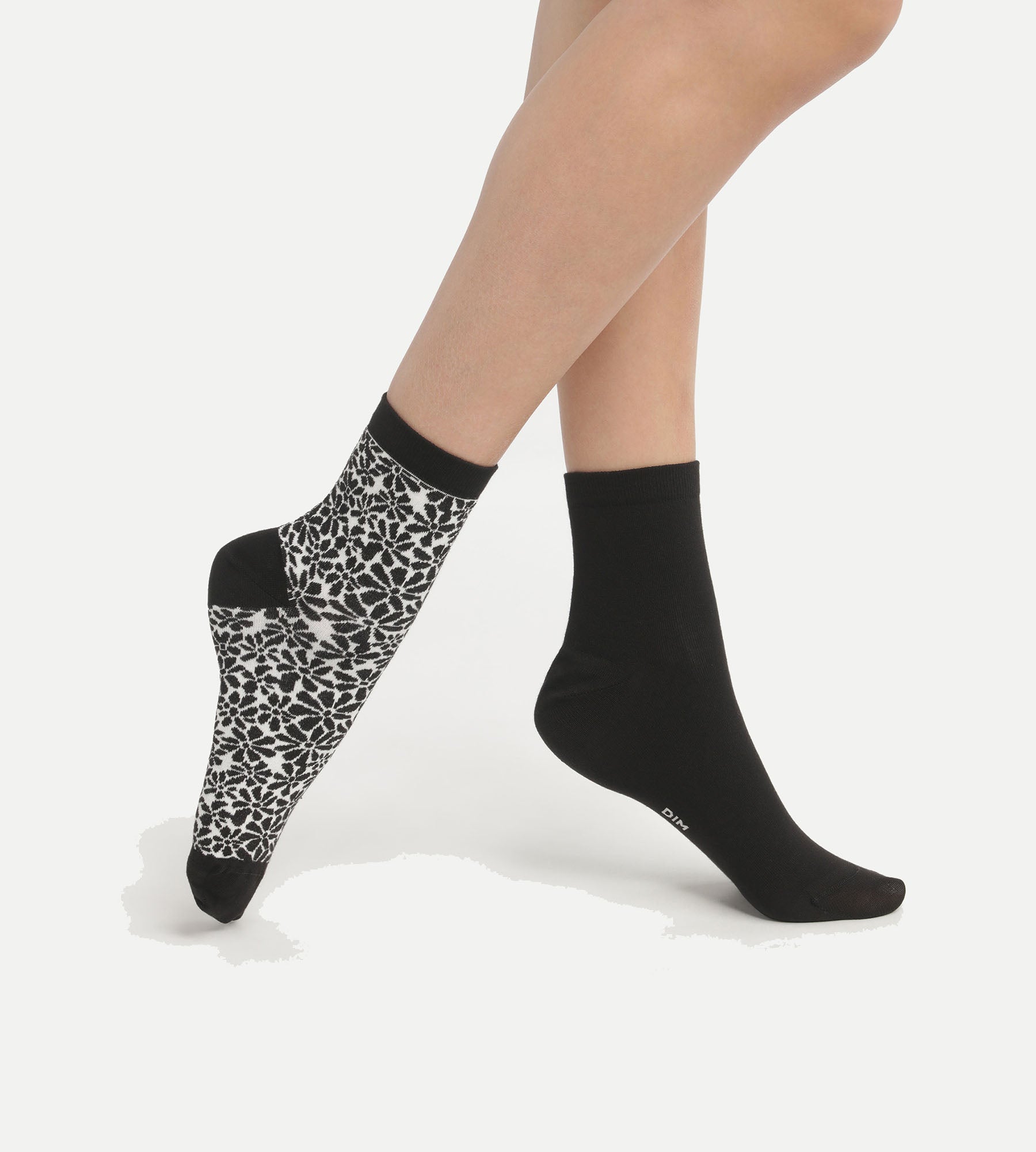DIM Pack of 2 pairs of organic cotton flower socks Dim Good Black