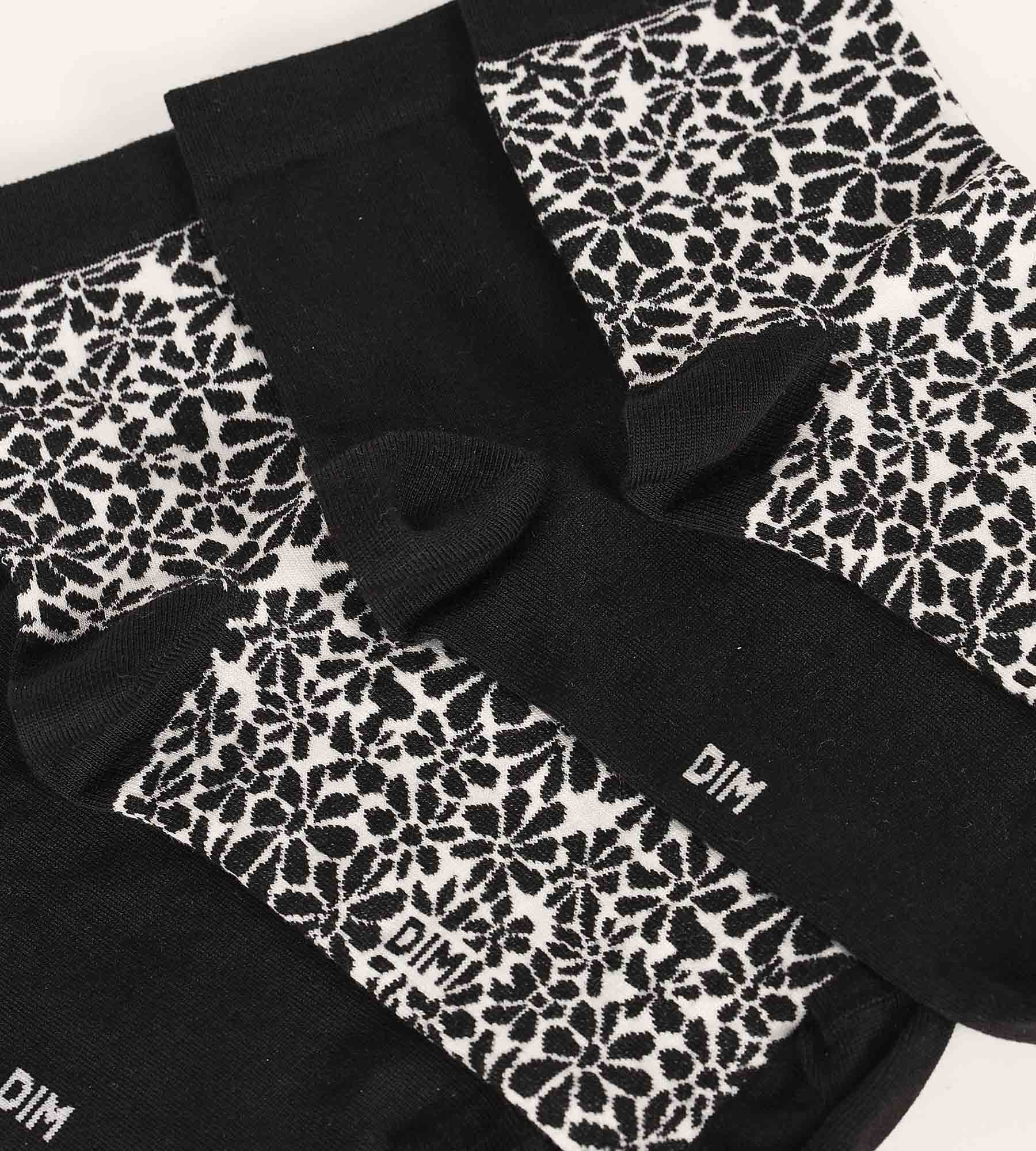 DIM Pack of 2 pairs of organic cotton flower socks Dim Good Black