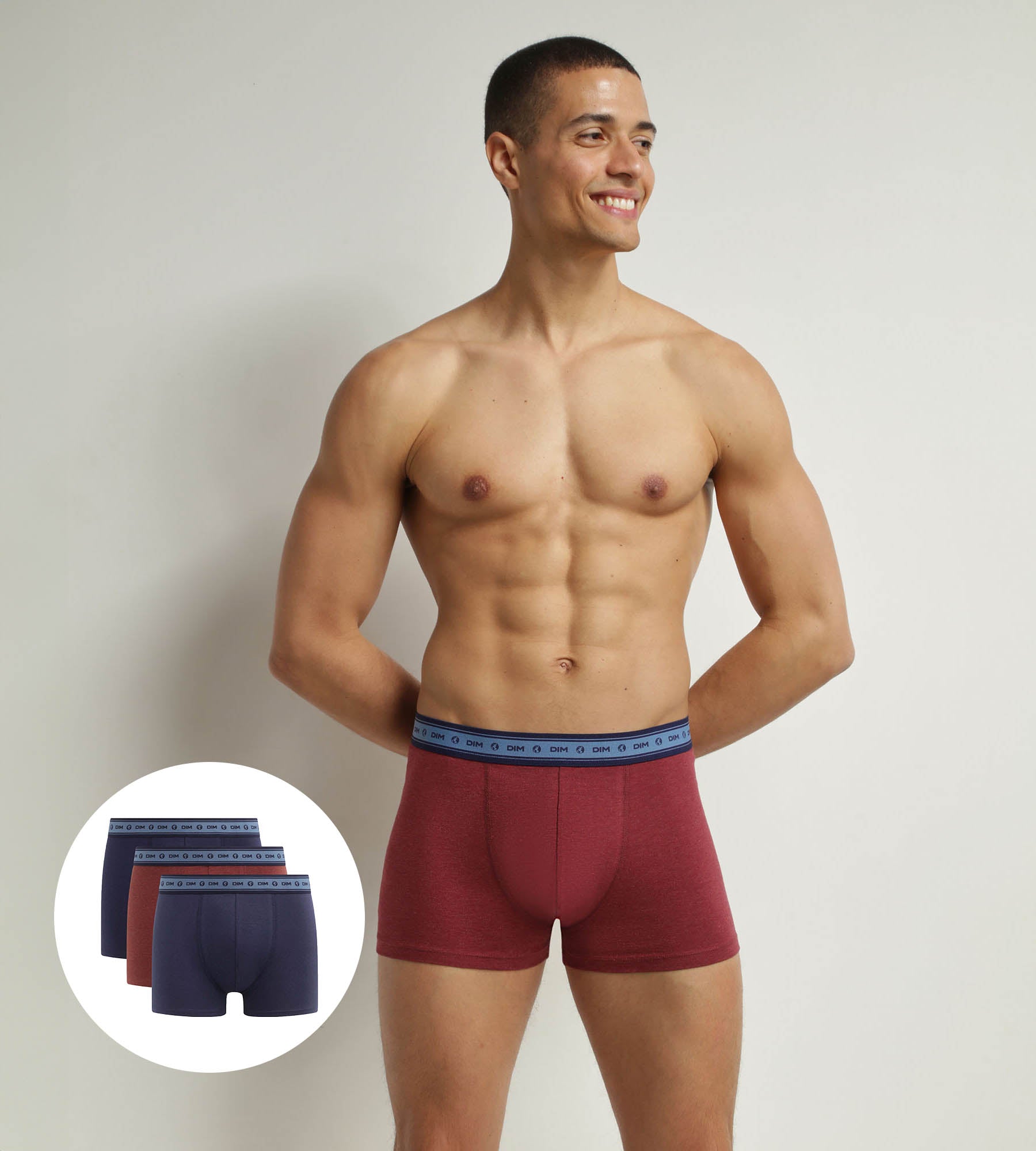 DIM Pack of 3 boxers men's Blue Red Denim organic cotton Dim Good
