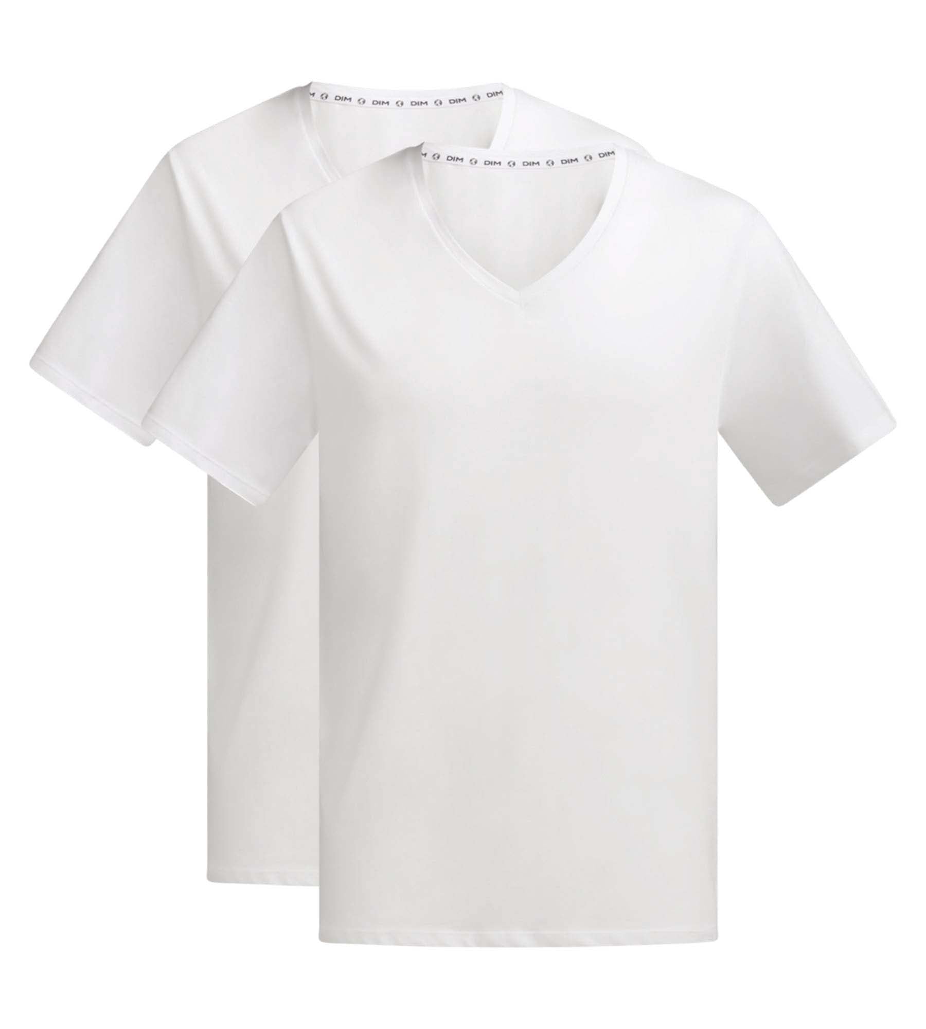DIM Pack of 2 t-shirts men's White organic cotton V-neck Dim Good