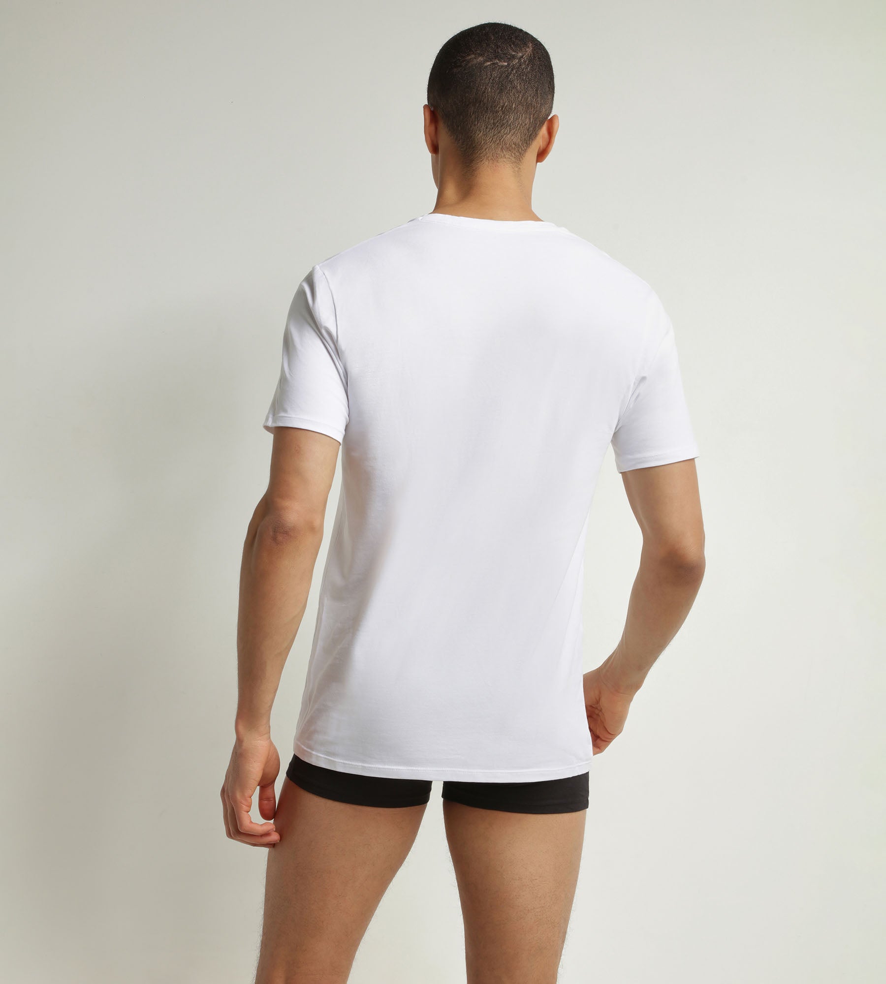 DIM Pack of 2 t-shirts men's White Grey organic cotton V-neck Dim Good
