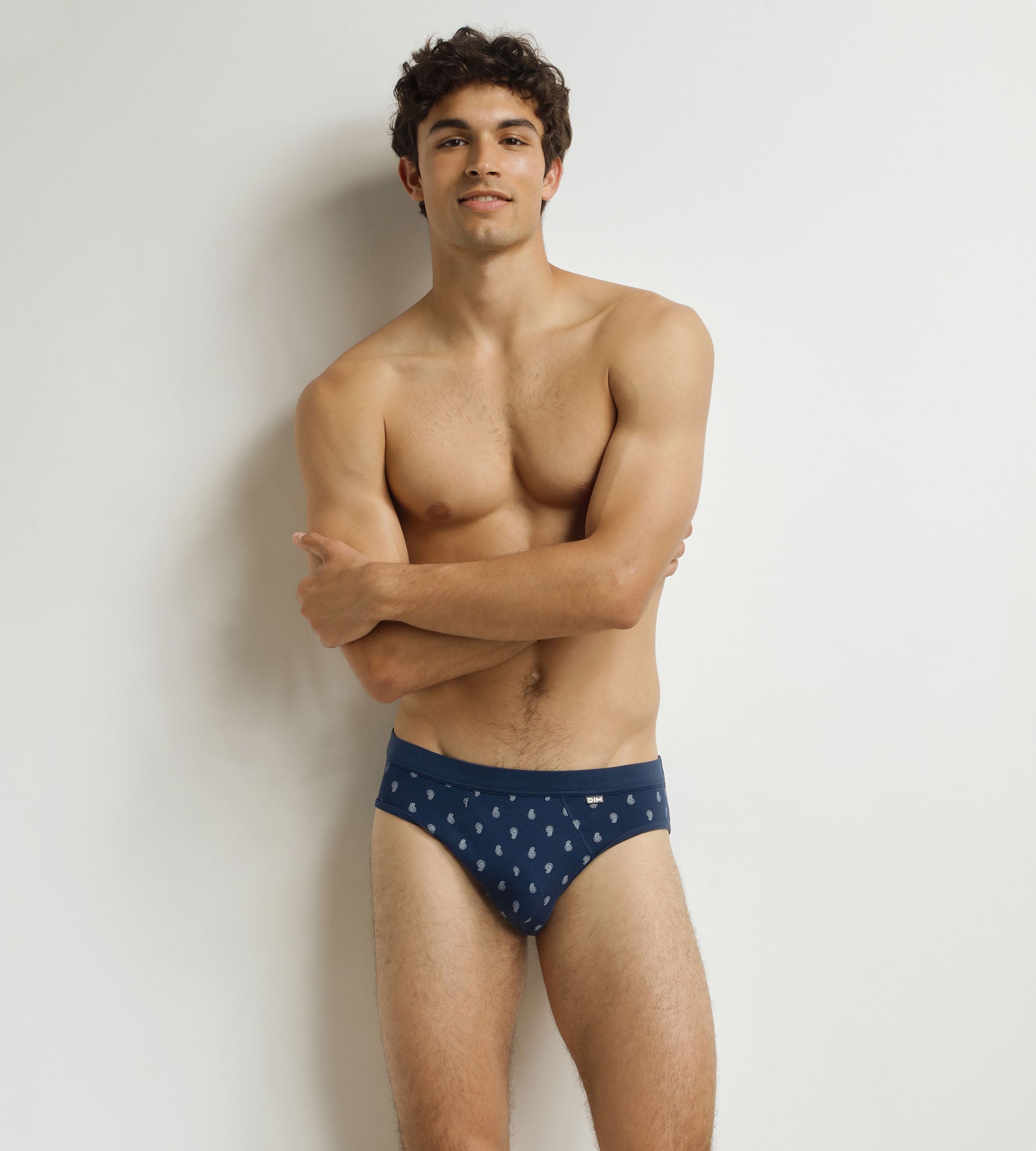 DIM Men's briefs Black with Classic Cotton droplet pattern