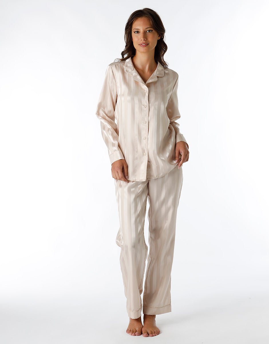 DIM Long open satin almond pajama for women