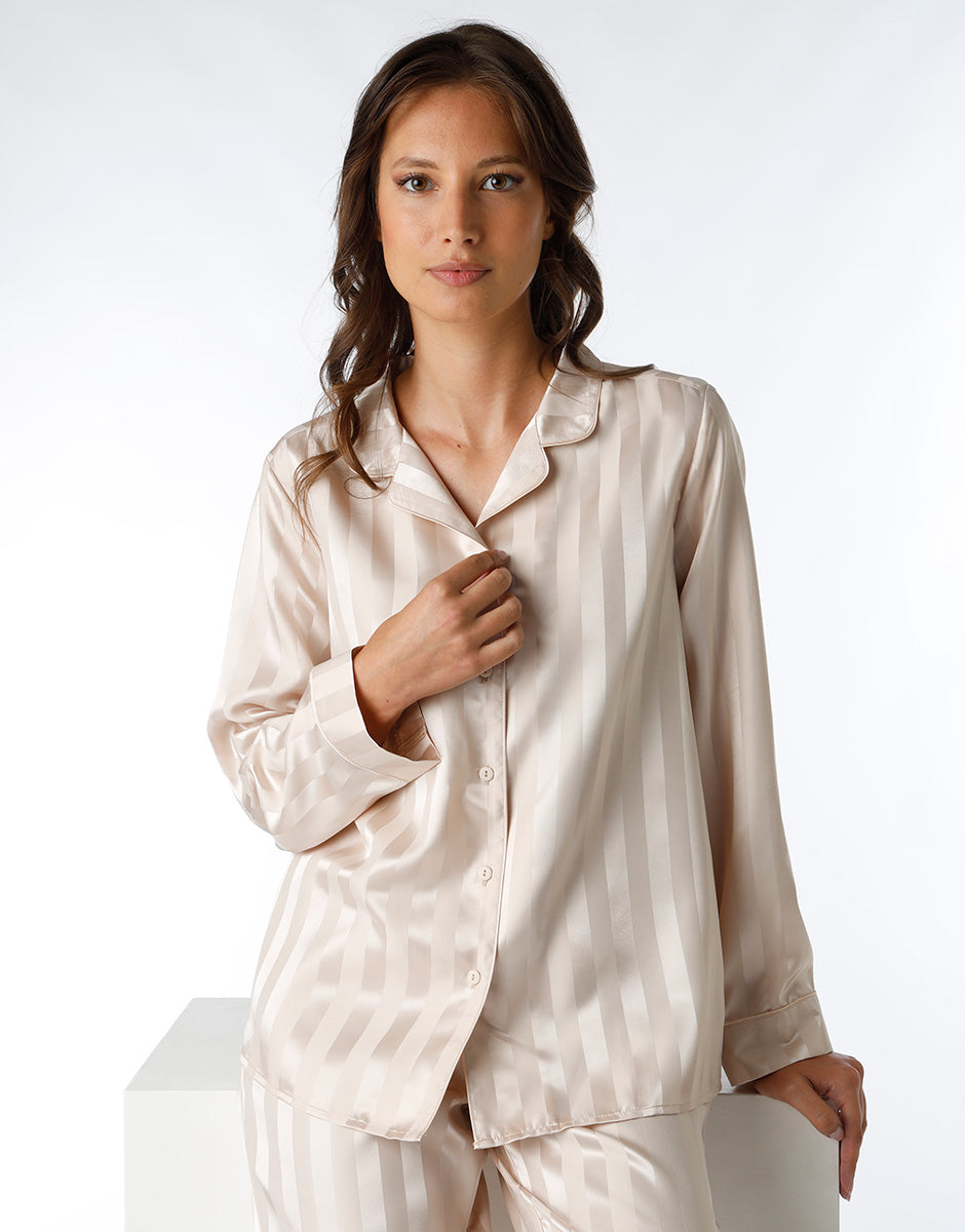 DIM Long open satin almond pajama for women