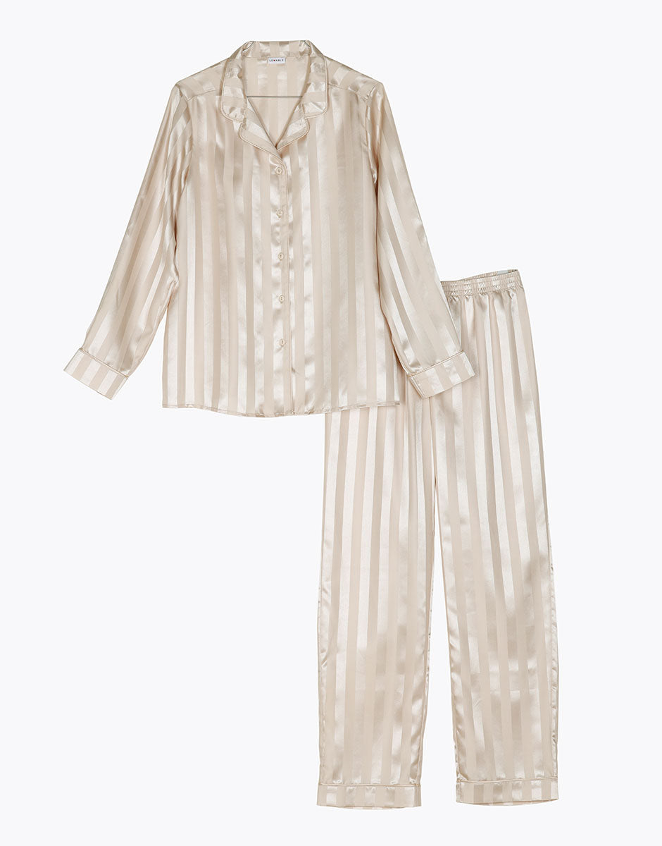 DIM Long open satin almond pajama for women