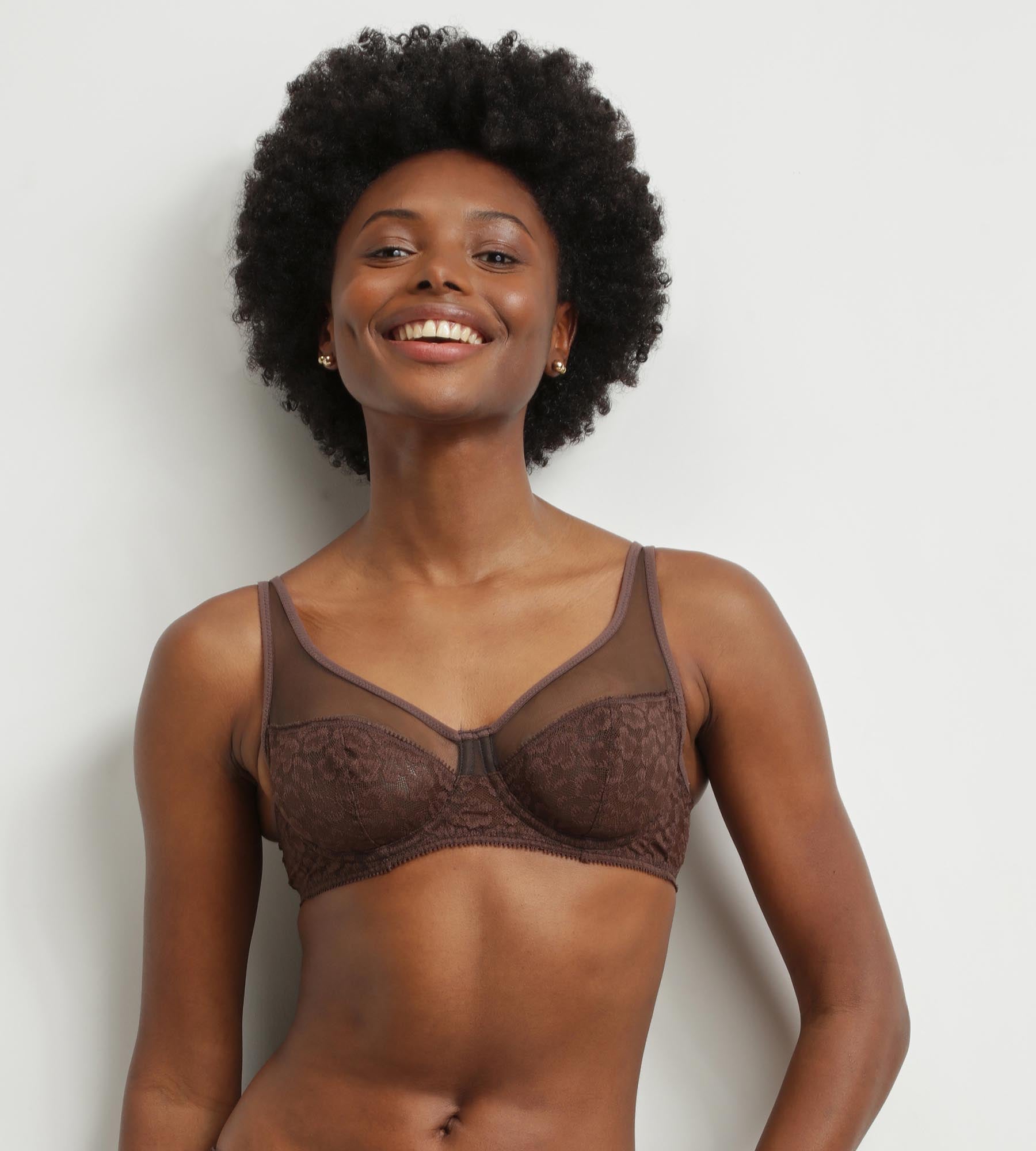 DIM Chocolate leopard lace push-up bra Dim Generous