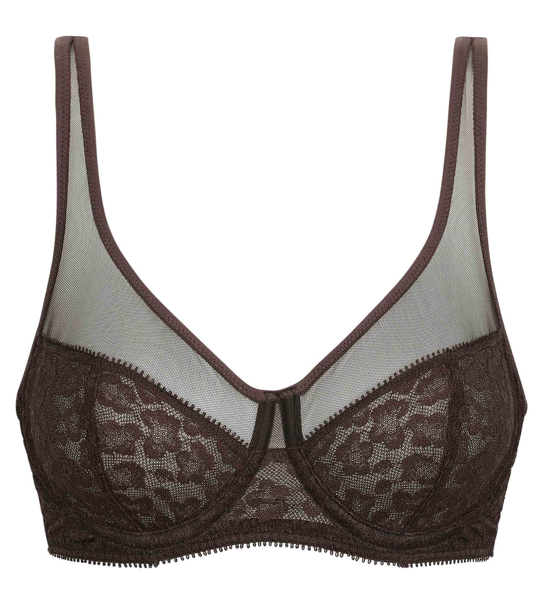 DIM Chocolate leopard lace push-up bra Dim Generous