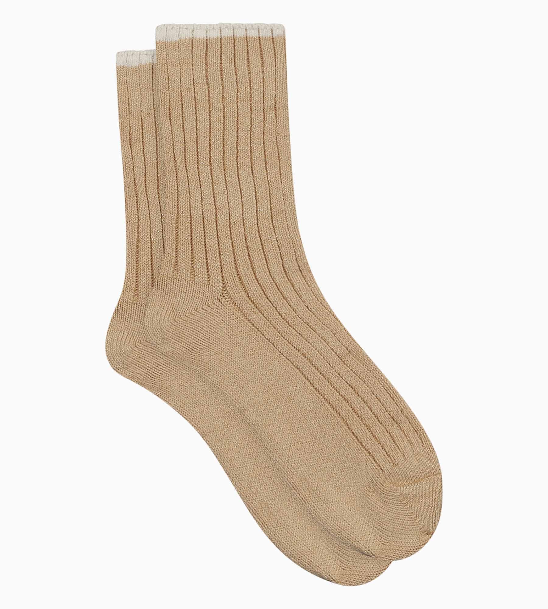 DIM Women's plain rib knit socks Vanilla Beige Dim Bamboo