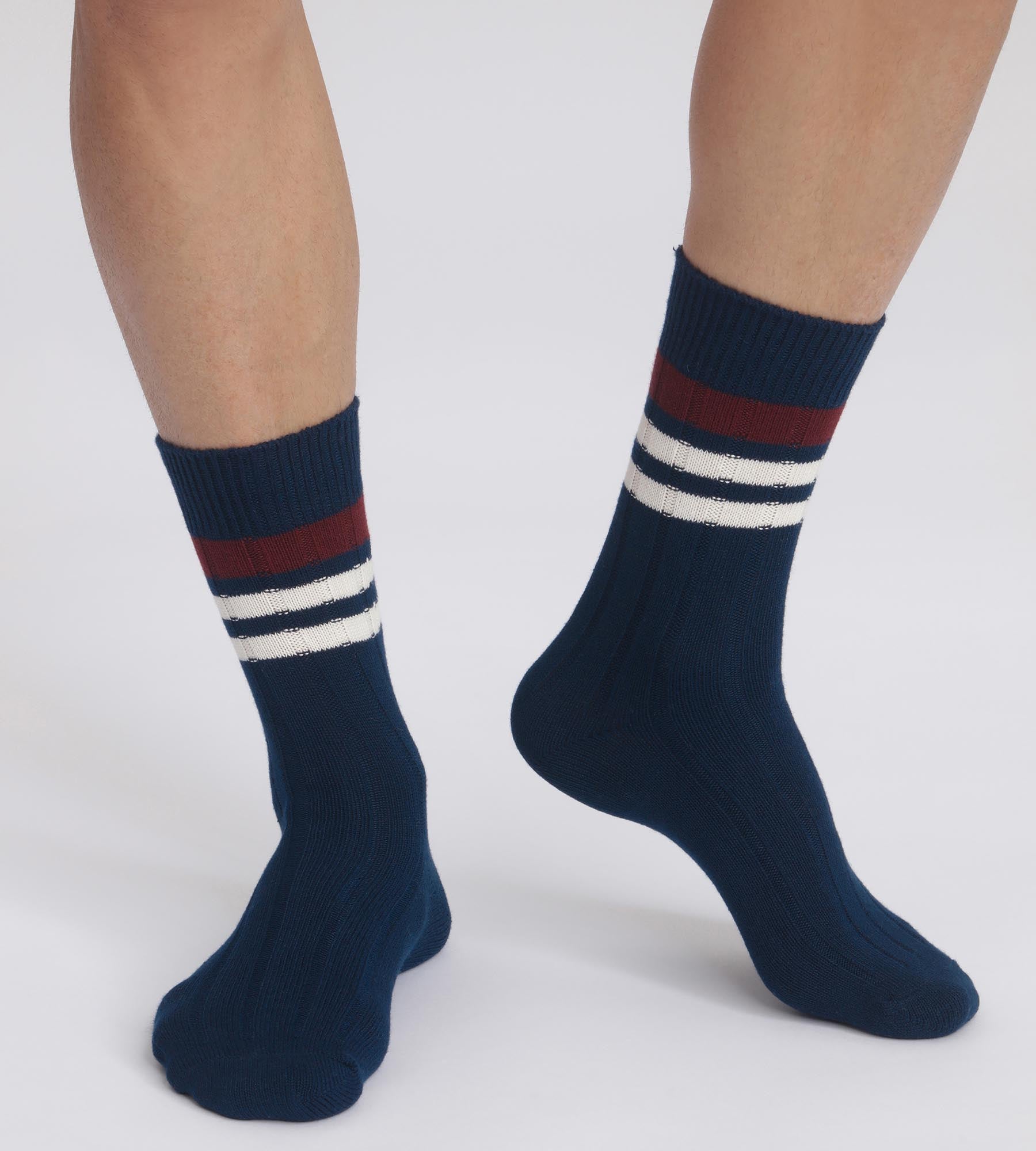 DIM Men's ribbed striped socks Navy Dim Bamboo